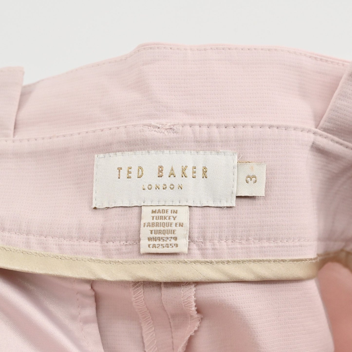 Ted Baker Womens Belted Tapered Pants Size M Light Pink High Rise Pleated Chino