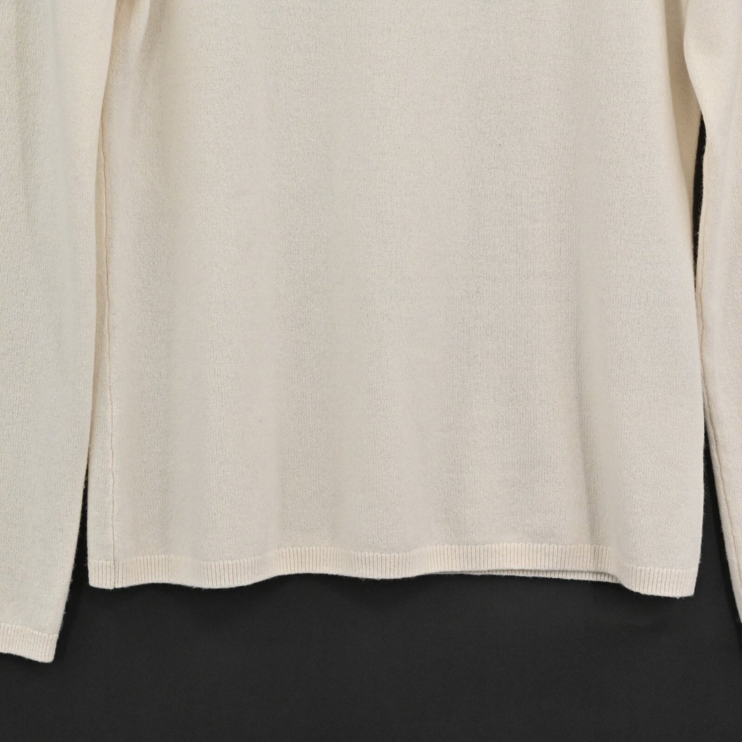 LANDS END Womens Cashmere Sweater Size S Cream Knit Crew Neckline Classic Luxury