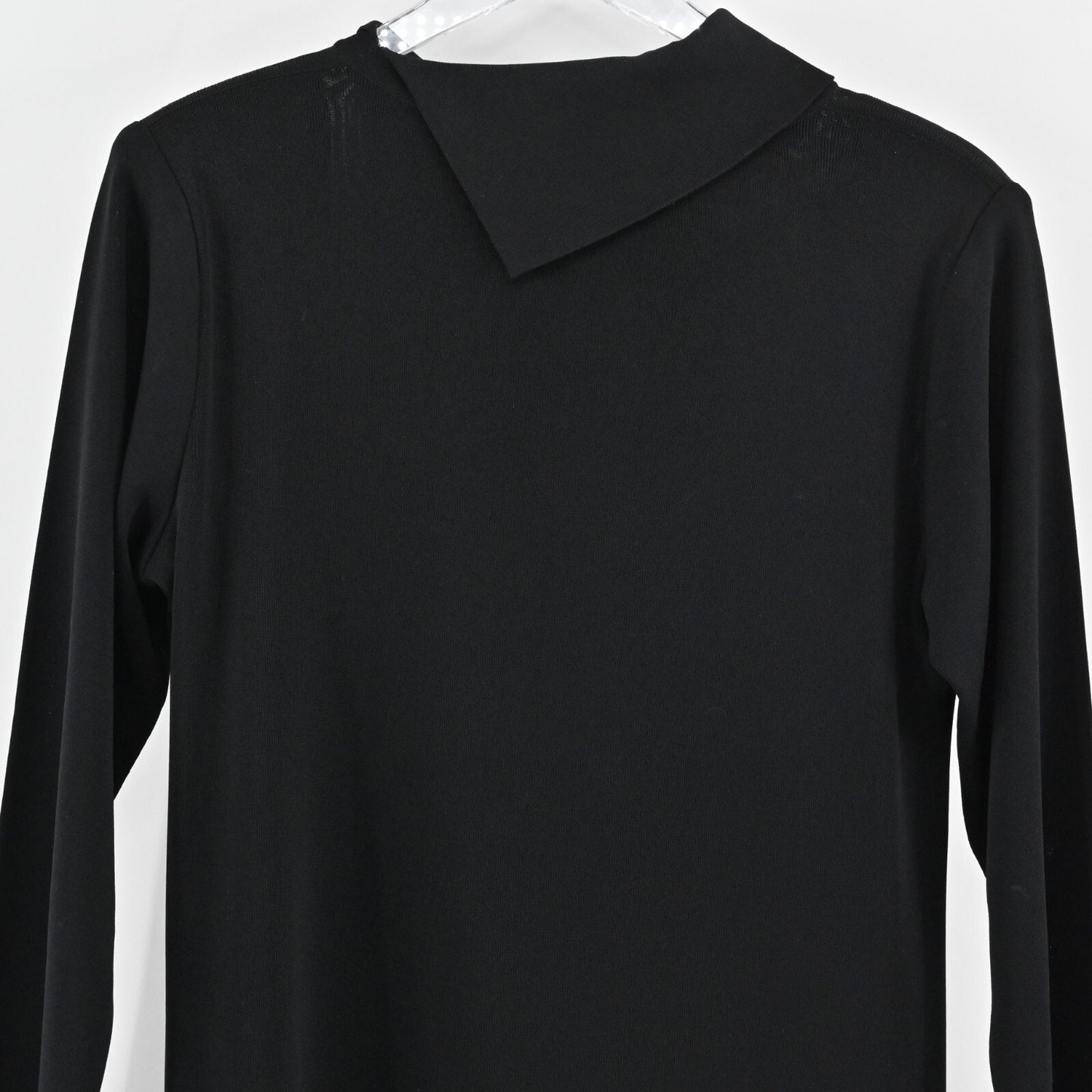 MISOOK Black Sweater Womens Size M Quiet Luxury Knit Fold Collar Exclusively