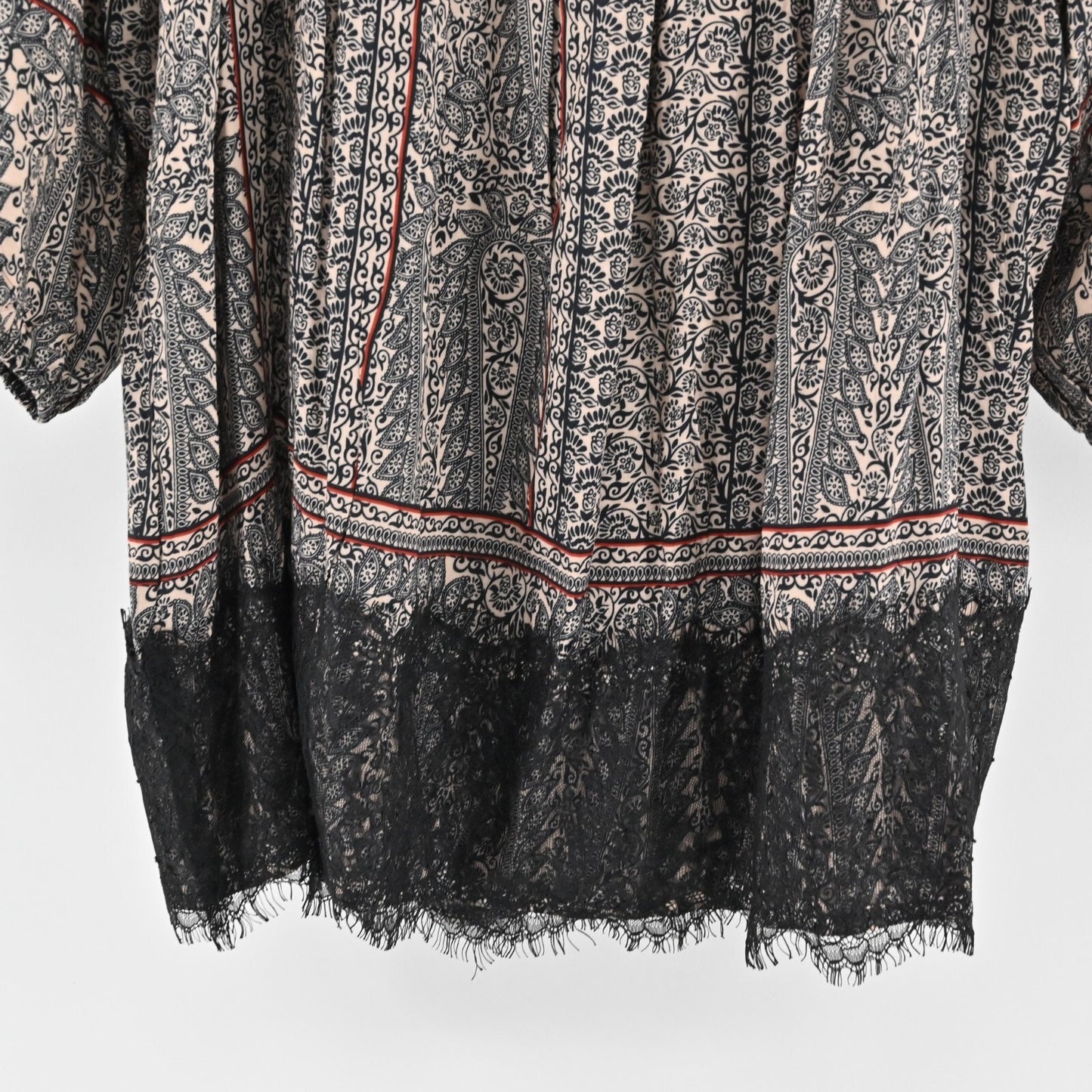 ANTHROPOLOGIE Top Womens Size L Virginia Augusta Boho Off Shoulder Lace Trim