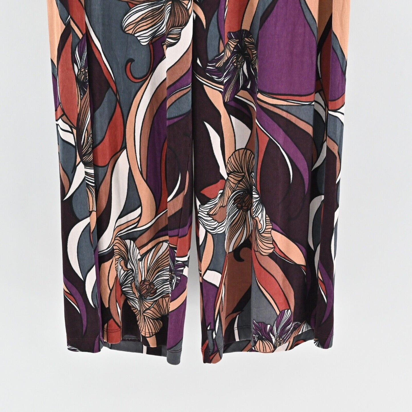 CHICOS Pants Womens Size XL Purple Floral High Rise Travelers Baroque Palazzo