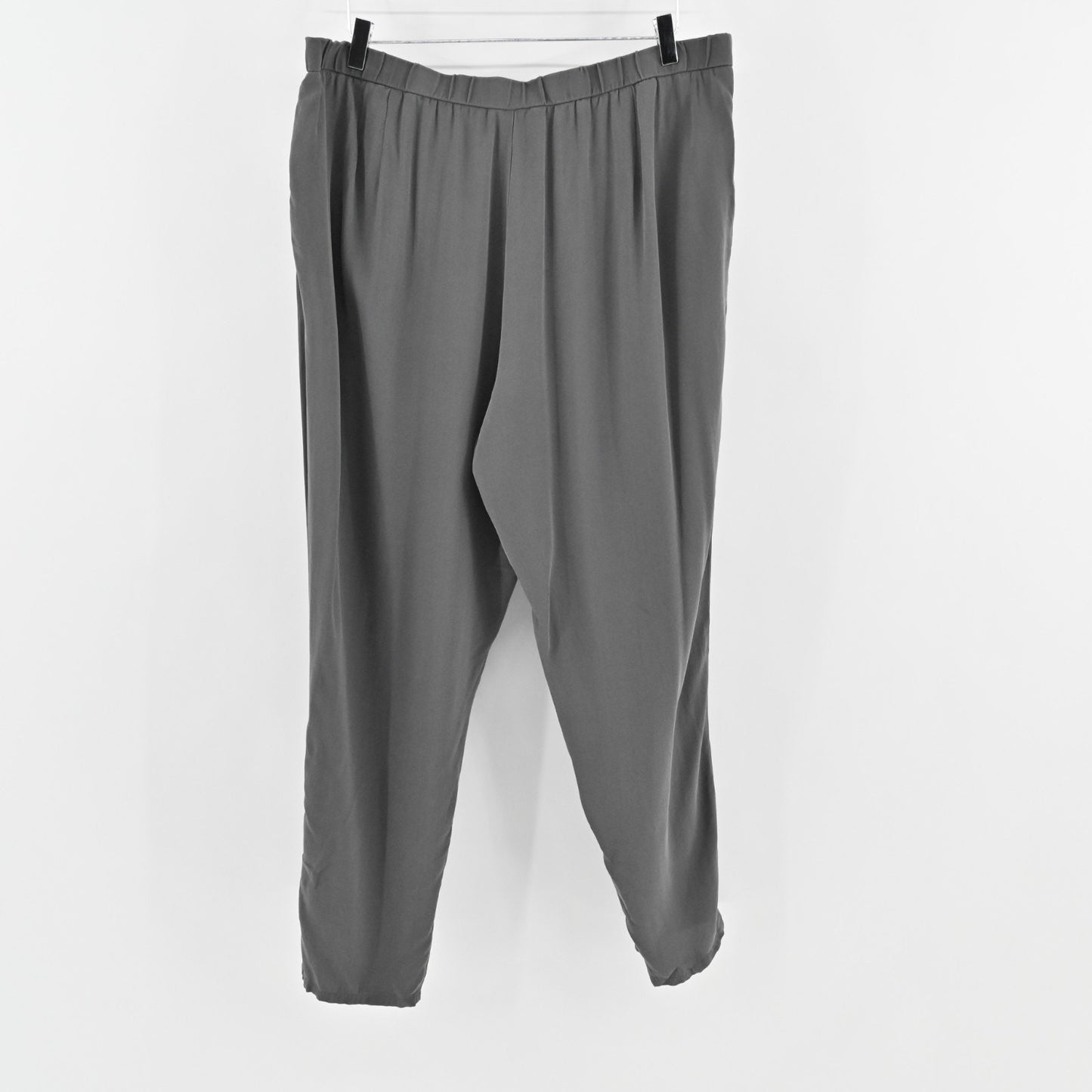 Eileen Fisher Womens Gray Silk Chiffon Pants Size XL High Rise Tapered Leg