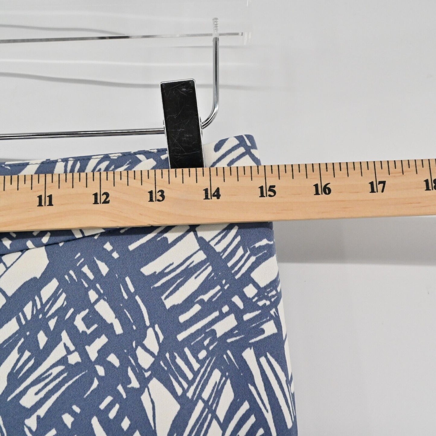 PESERICO Pants Womens Size 42 Blue White Abstract Printed Skinny Leg Stretch