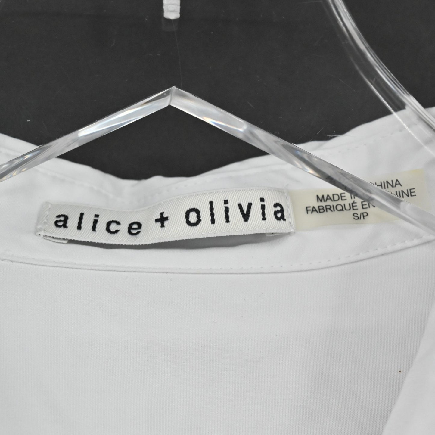 ALICE OLIVIA Womens Rhinestone Collar Top Size S Western White Cotton Blouse