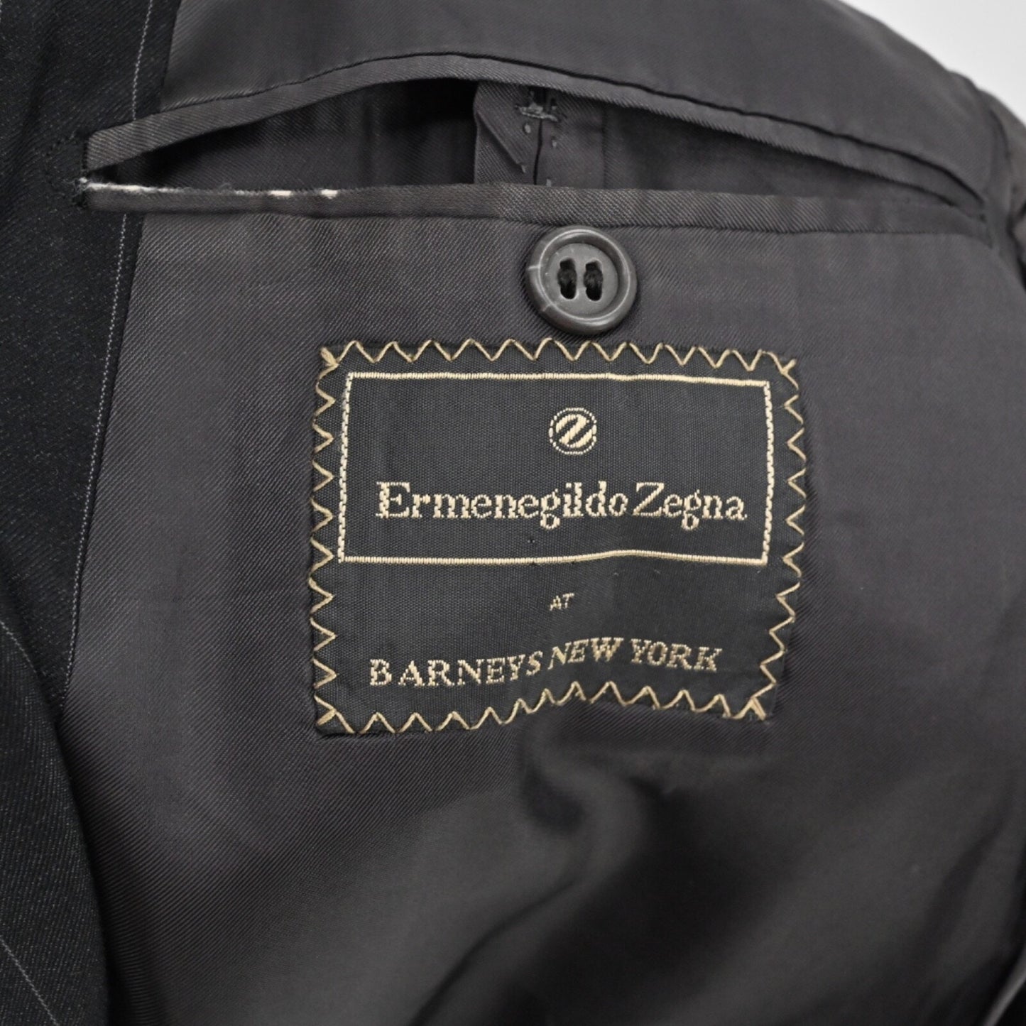 Vtg ERMENEGILDO ZEGNA Mens Pinstripe Blazer Size 46 Black Fine Worsted Wool 90s