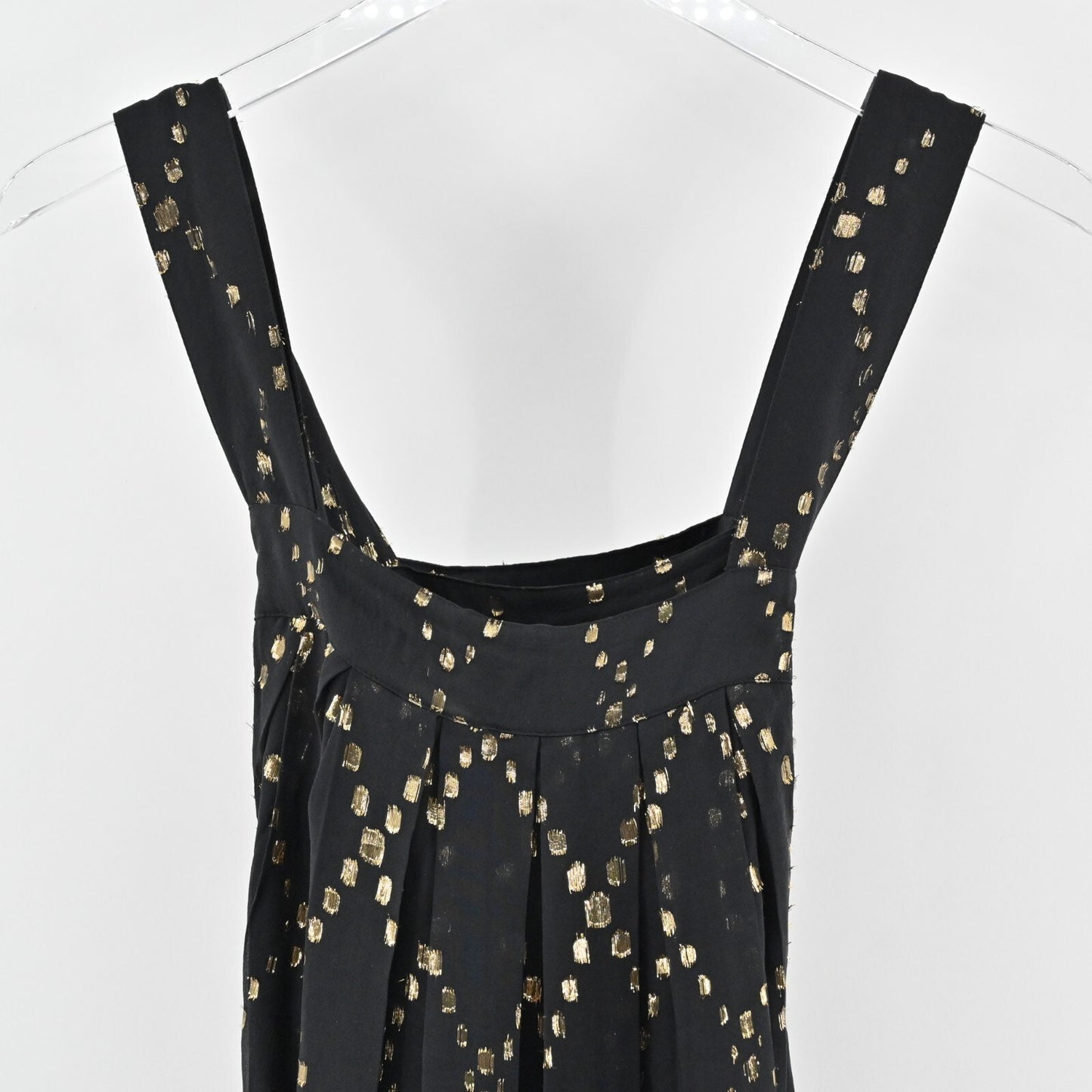 ADAM LIPPES Silk Dress Sz 6 AdamPlusEve Black Gold Lurex Detail Sleeveless Mini