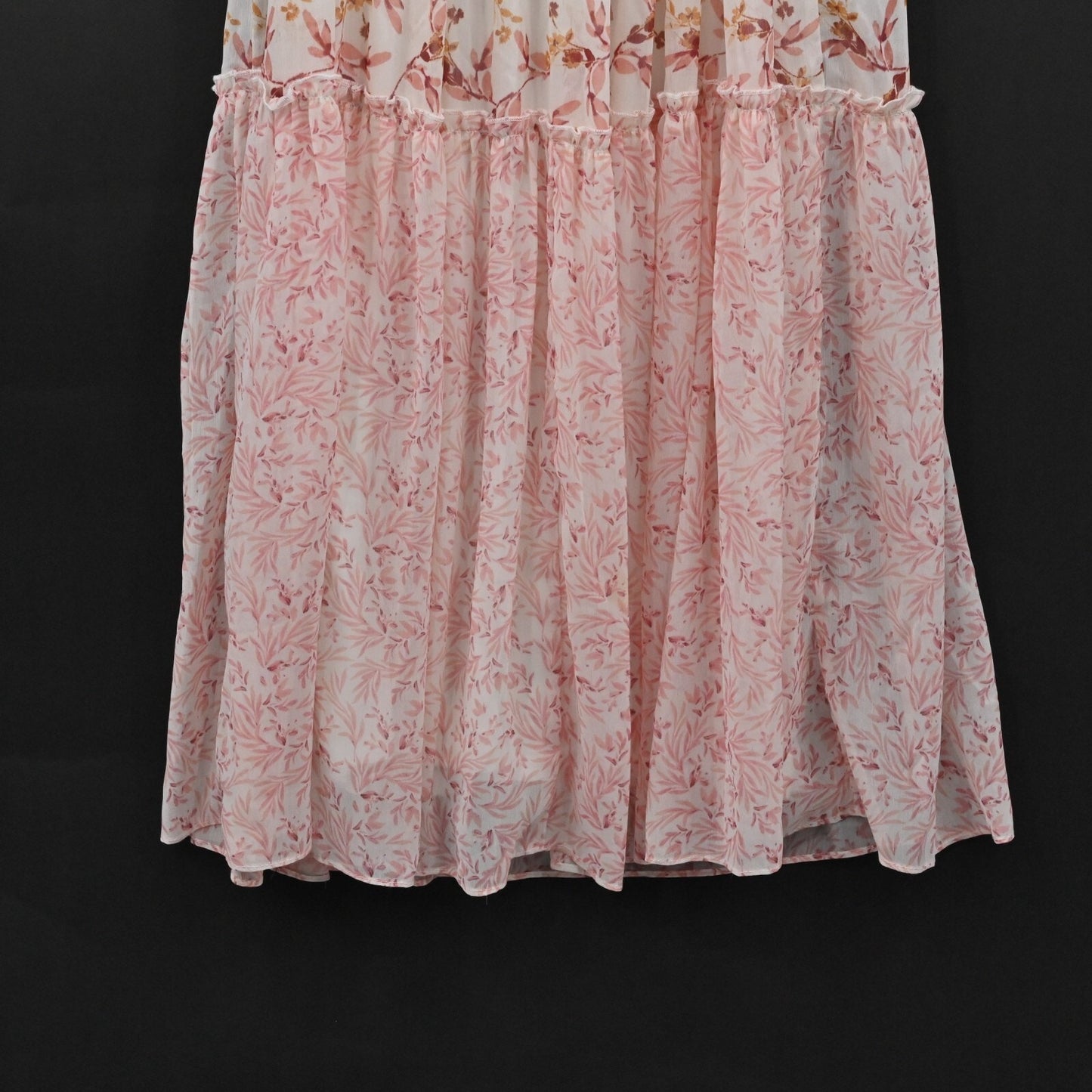 DREW Naomi Maxi Dress Size L Chiffon Halter Floral Print Tiered Sleeveless Boho