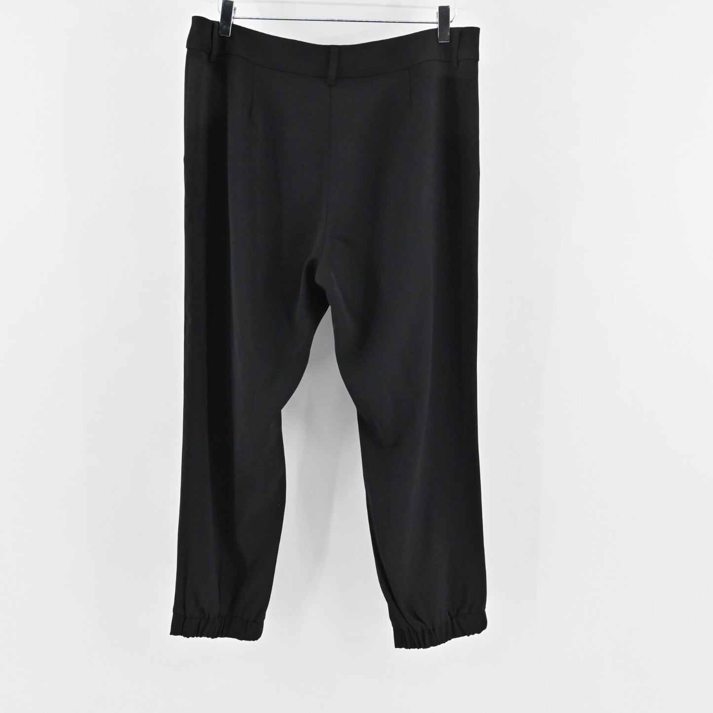 Parker Womens Pleated Pants Sz 12 Black Tapered Cropped Trousers Stretch Office