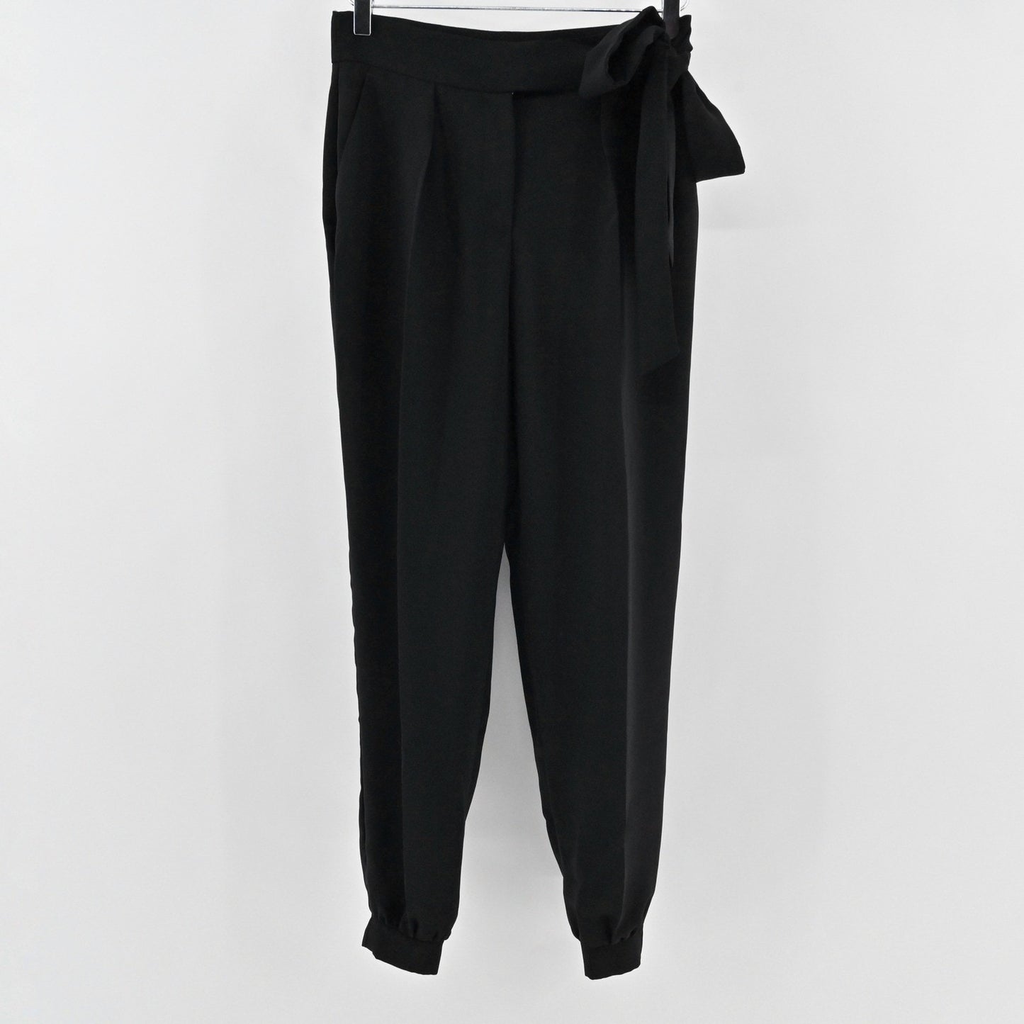LK Bennett Womens Black Jogger Style Dress Pants Size 8 Tie Waist Quiet Luxury