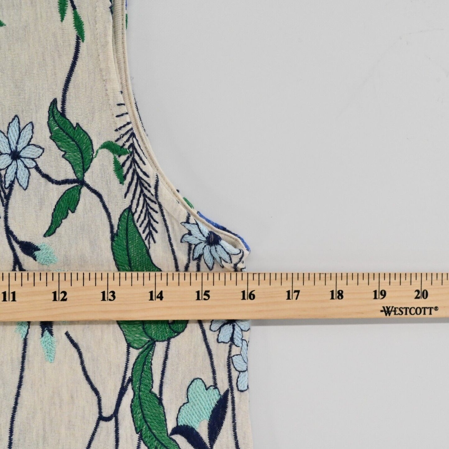 ANTHROPOLOGIE Top Womens Sz Medium Cartenga Floral Embroidered Tank MEADOW RUE