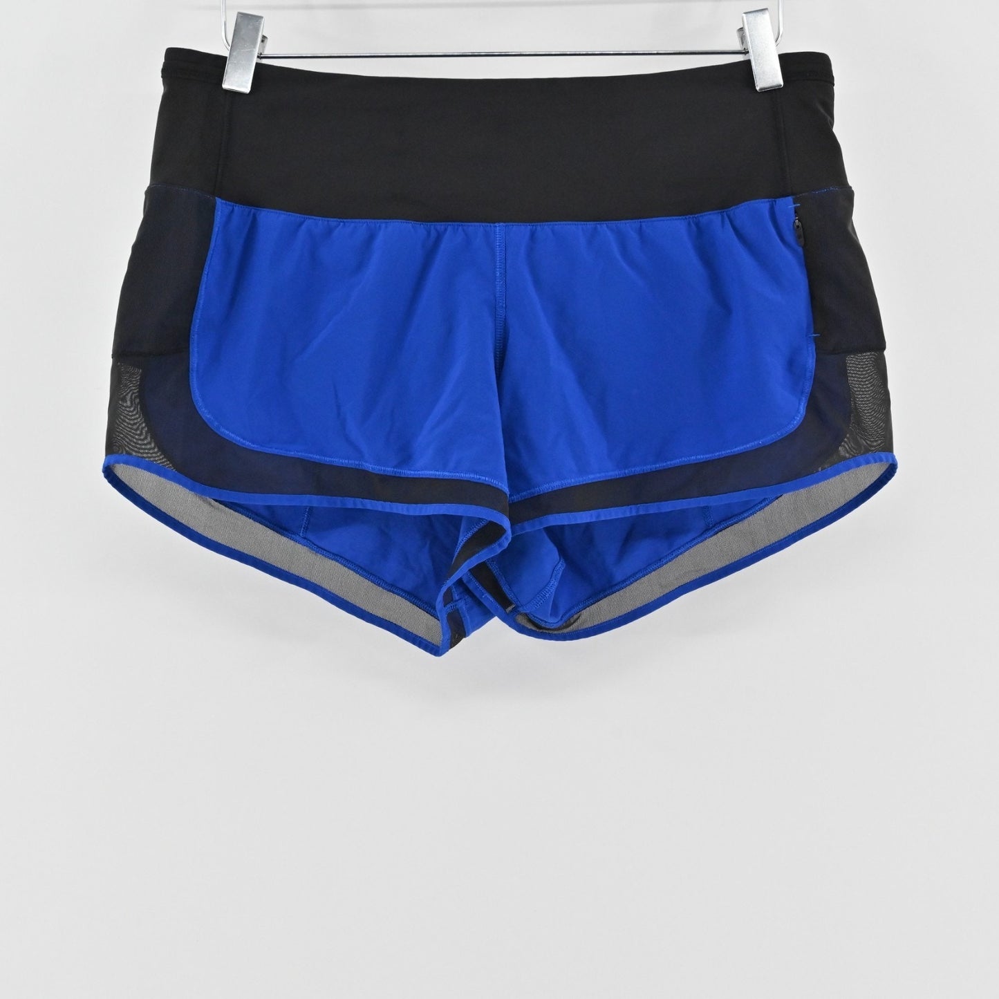 LULULEMON Womens Mind Over Miles Shorts Size 8 Black Jet Stream Blue Low Rise