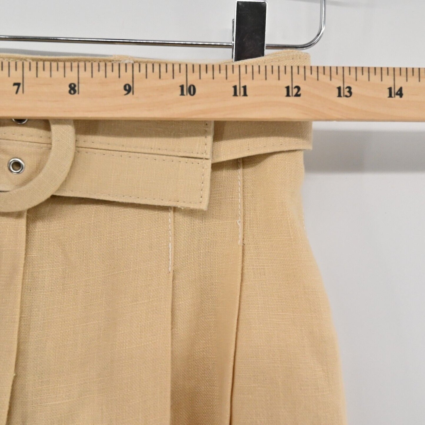 NICHOLAS Pants Womens Size 2 Natural Linen High Rise Wide Leg Pleated Cropped