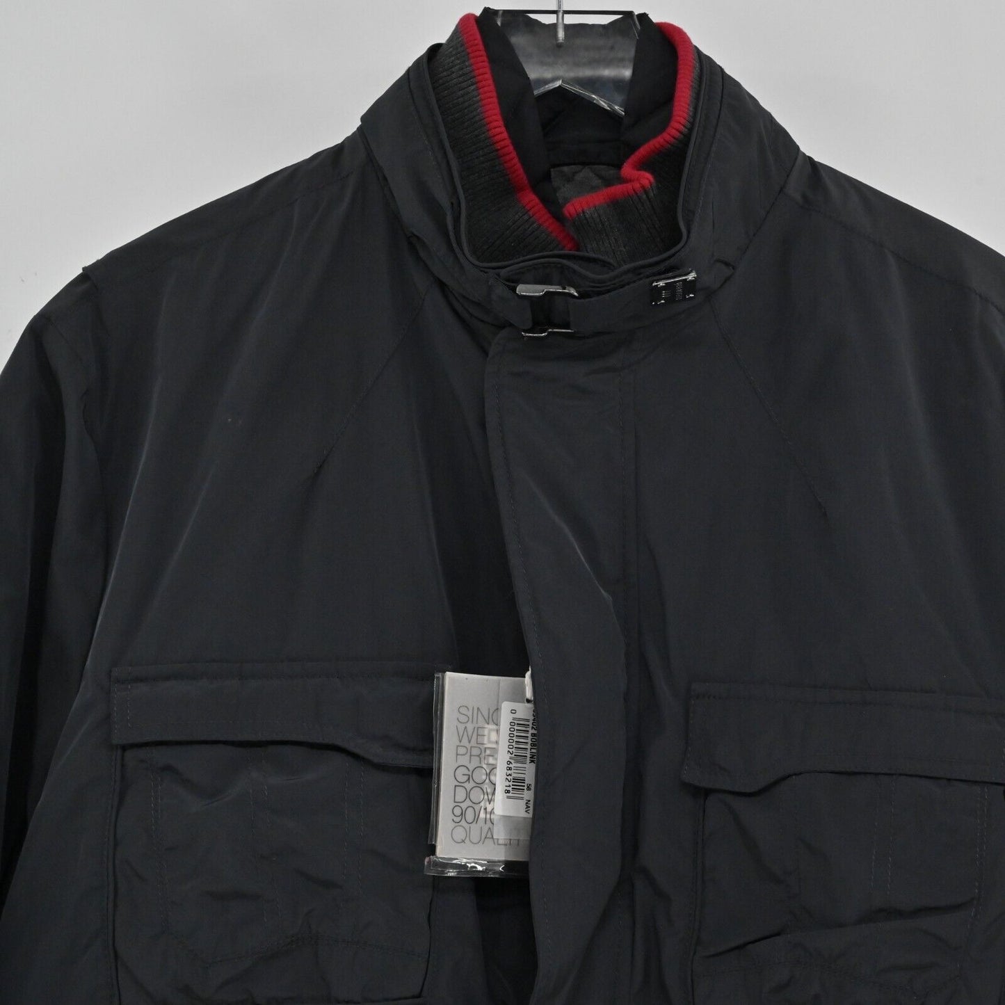 HETREGO Jacket Mens Size 58 Long Sleeve Black Zip Button Double Layer NEW