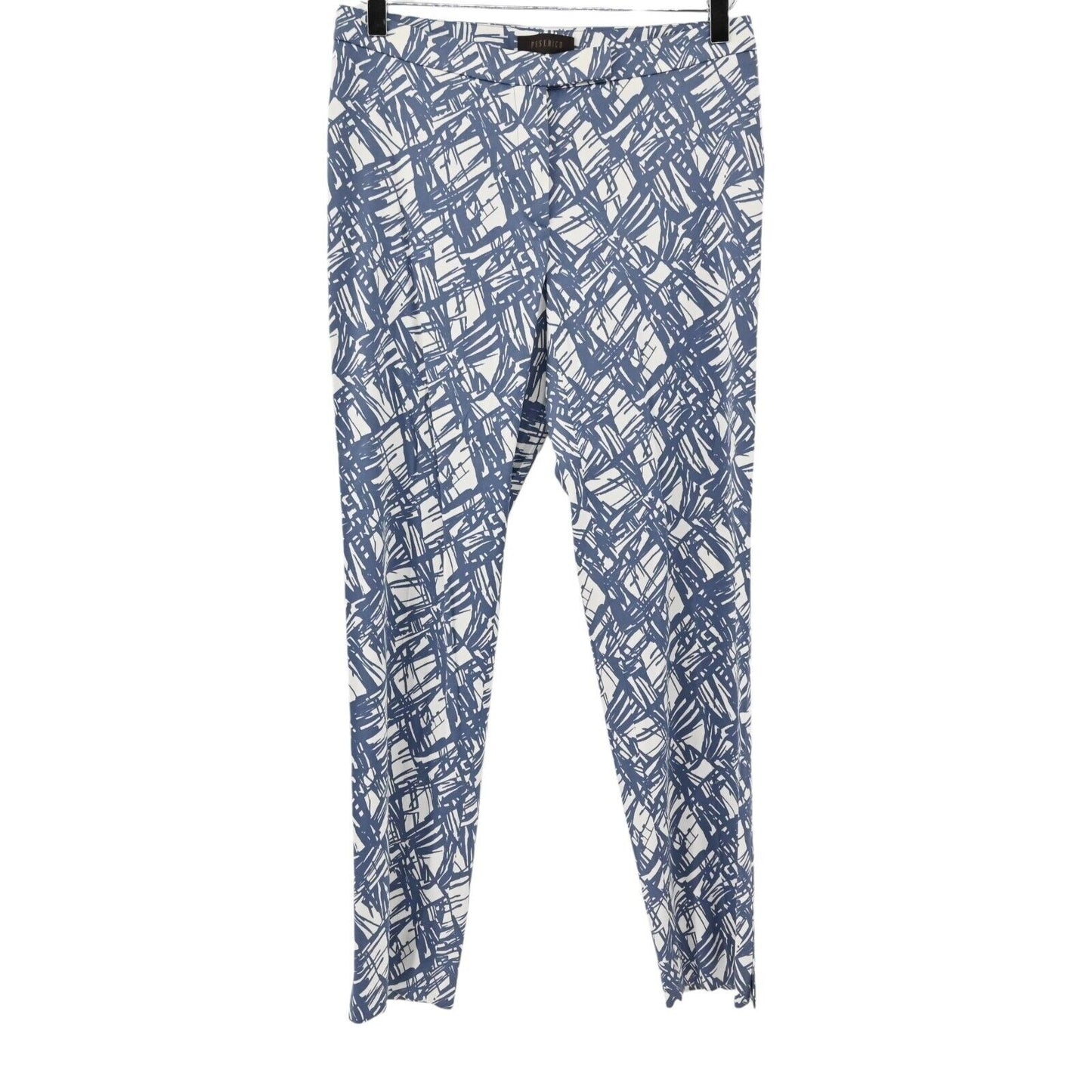 PESERICO Pants Womens Size 42 Blue White Abstract Printed Skinny Leg Stretch