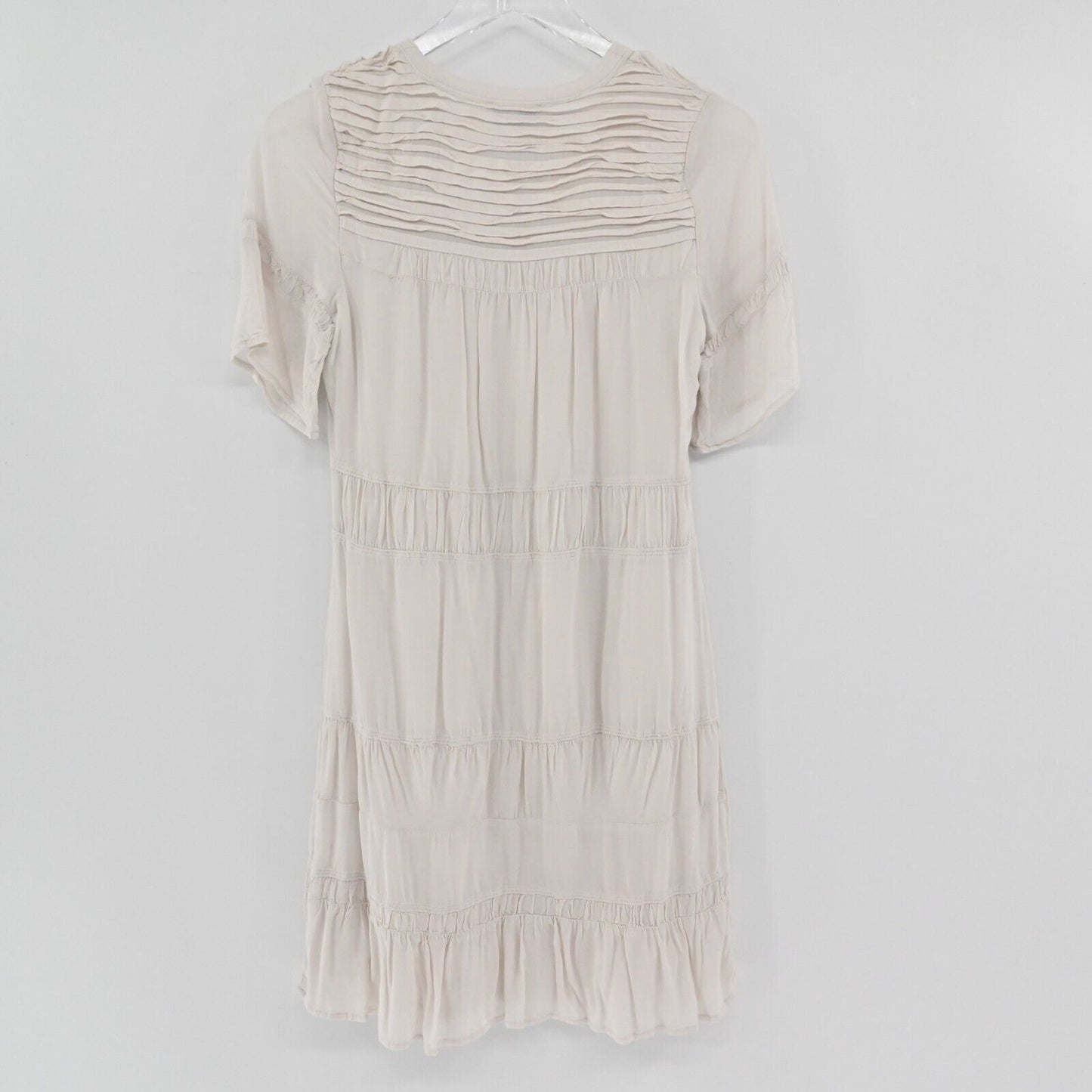 JAMES PERSE Dress Womens Sz XS Standard Pleated Ivory Short Sleeve Shift Viscose