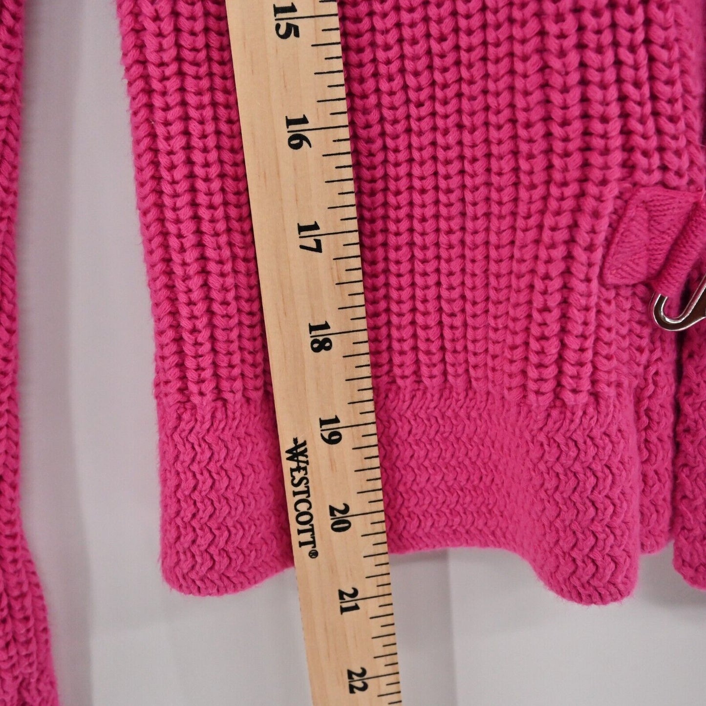 LRL Cardigan Sweater Womens Sz PXS Hot Pink Knit Long Sleeve Cotton Shawl Collar