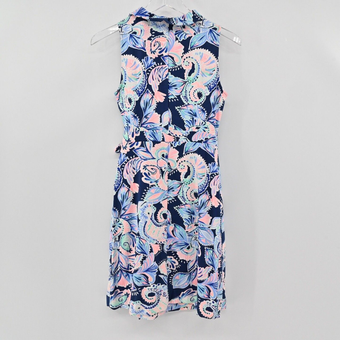 LILLY PULITZER Dress Womens Size XS Romee Wrap Blue Holy Flockamolie Ruffle NEW