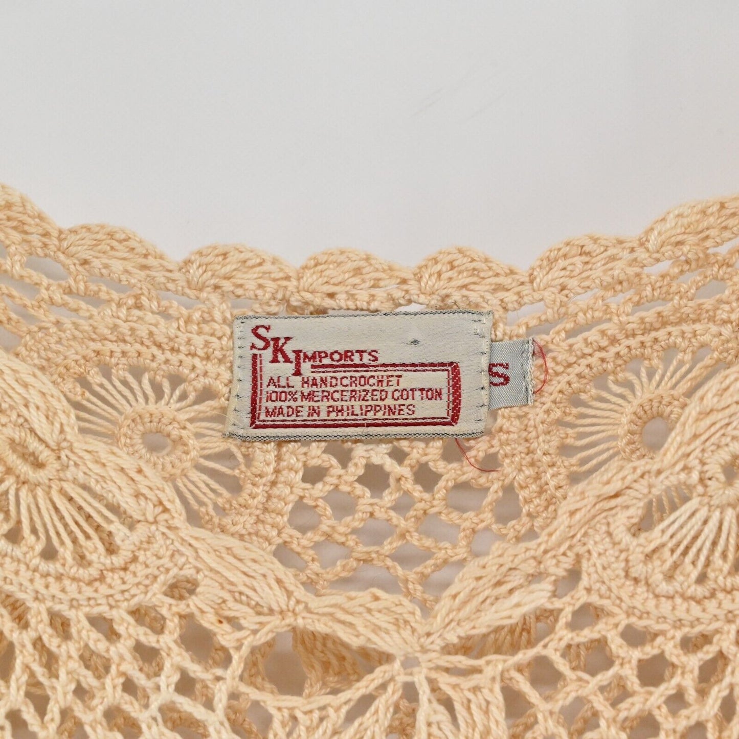 Vtg SK IMPORTS Crochet Top Womens Sz S Handmade Knit Boho Flutter Festival Fairy