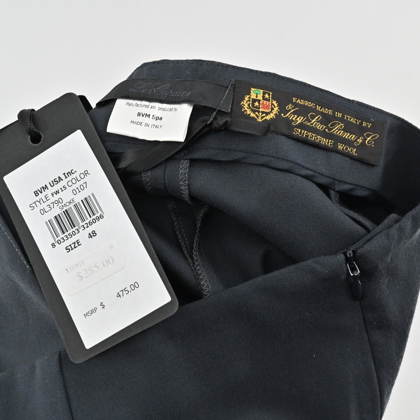 Les Copains Womens Wool Pants Size 48 Smoke Gray Loro Piana Italy Dress Trousers