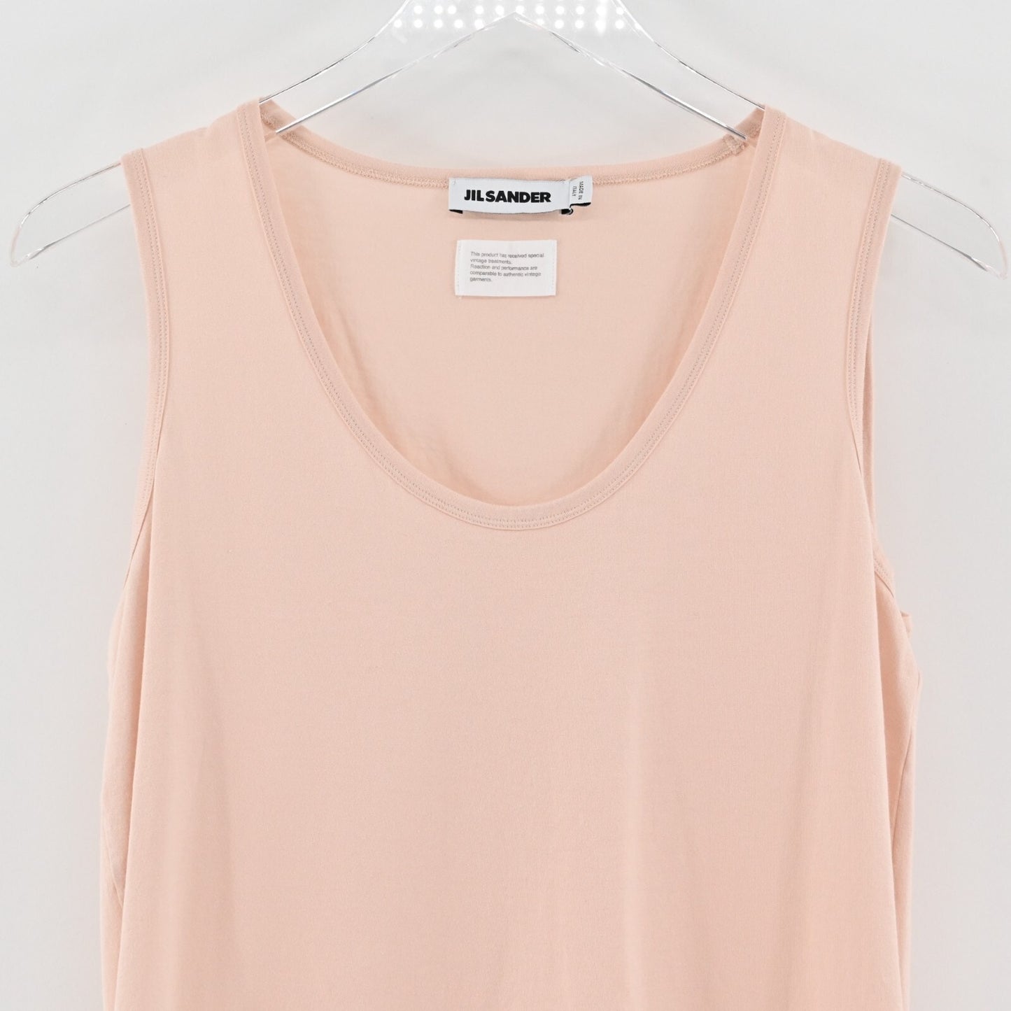 Vtg JIL SANDER Top Womens Size L Cotton Sleeveless Scoop Neck Tank Blush Pink