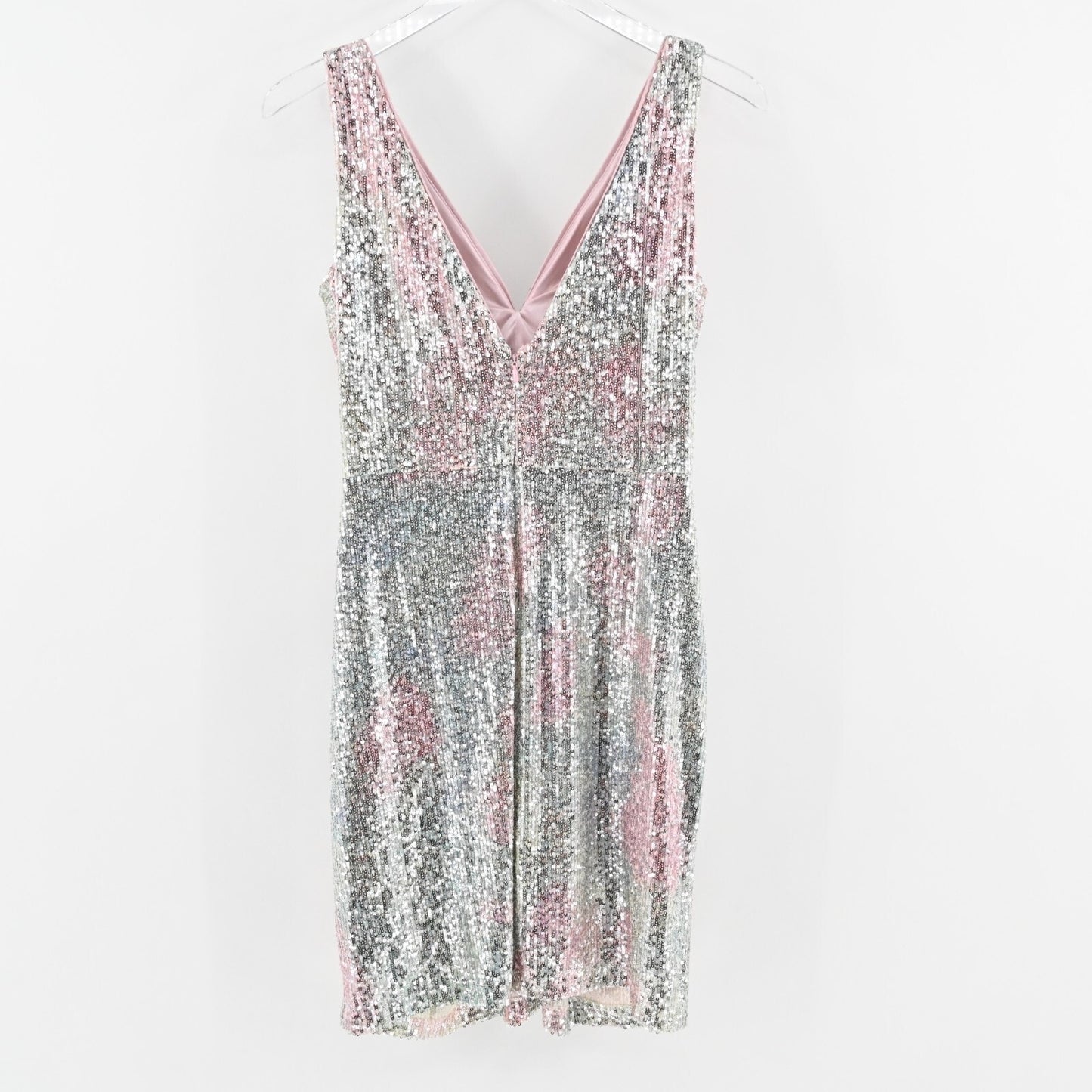 NICOLE MILLER Tiffany Sequin Dress Sz 6 Pastel Tie Dye Sleeveless Twist Mini NEW