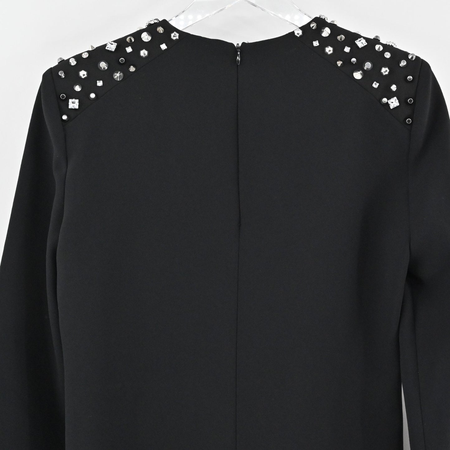 ZARA Studded Dress Size M Black Long Sleeve Shoulder Detail Mini Elevated Chic