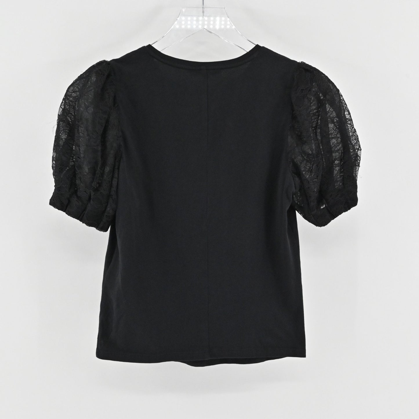 Alice Olivia Womens Posey Top Size XS Black Lace Silk Puff Sleeve Chic Blouse