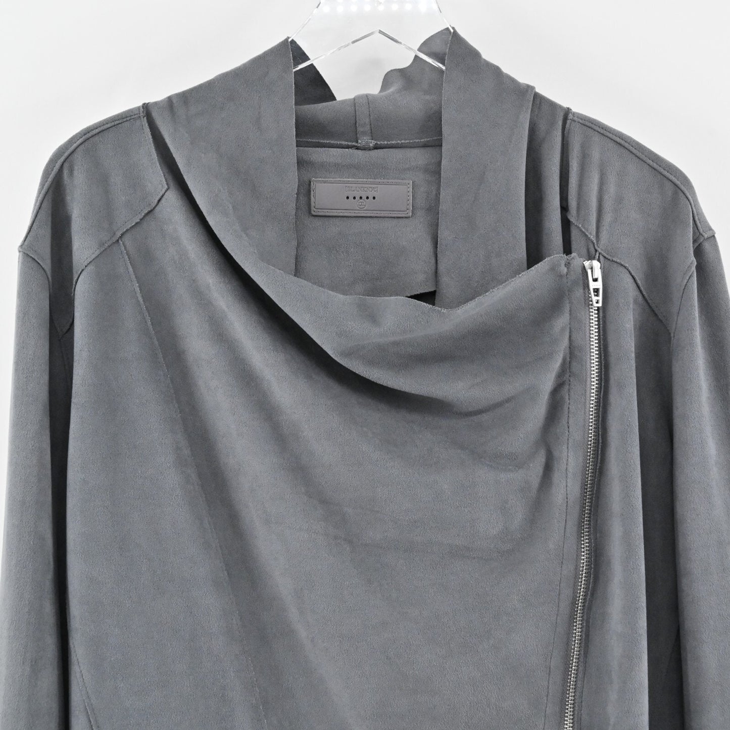 BLANKNYC Jacket Womens Size XXL Faux Suede Silver Screen Gray Moto Full Zip