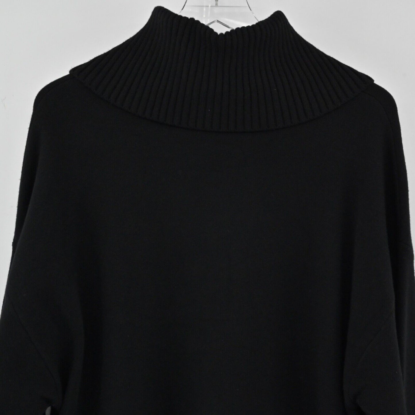 ZARA Cardigan Womens Sz M Black Exaggerated Collar Button Minimalist Retro Chic