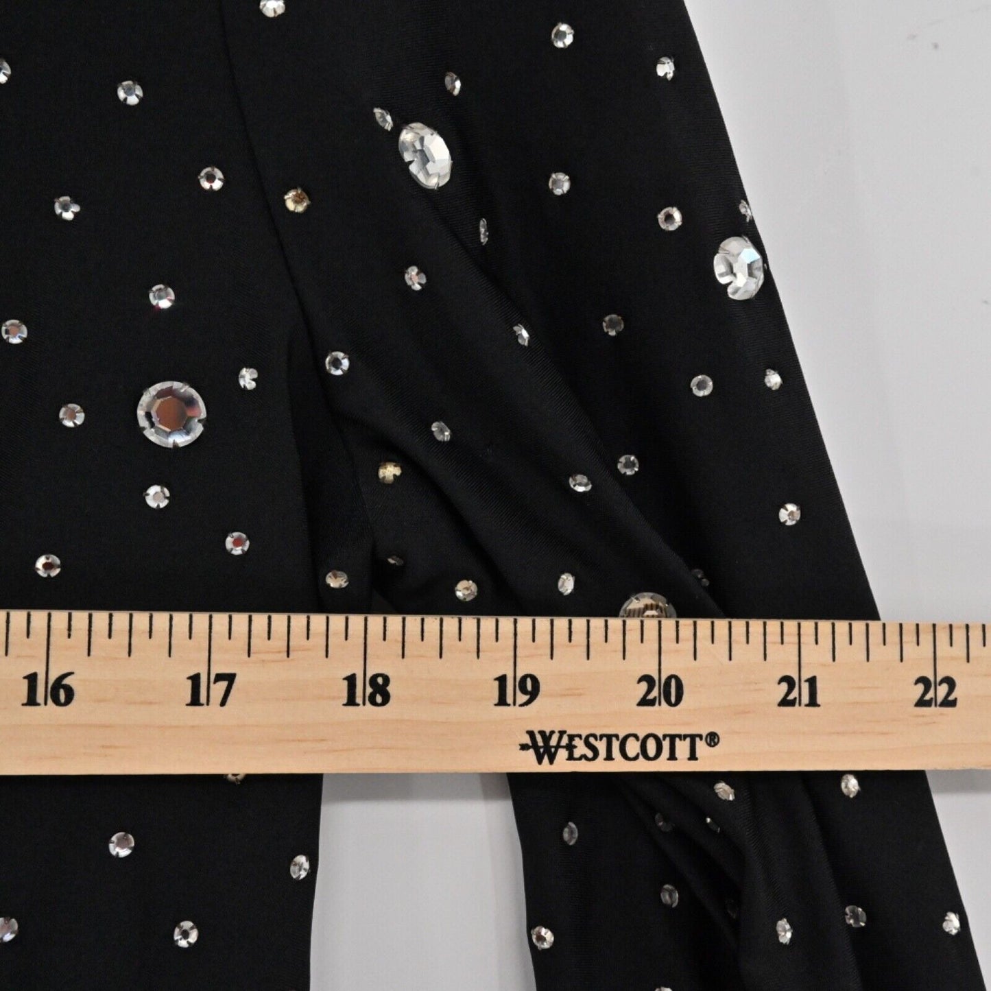 VINTAGE Bodysuit Womens Size 8 Black Rhinestone Mock Neck Long Sleeve Dance Glam