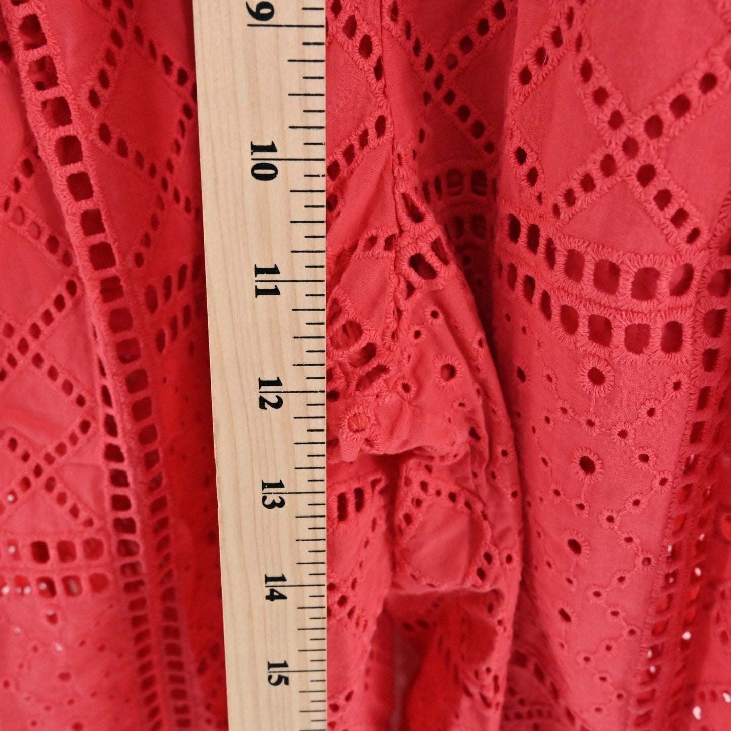 PARKER Womens Ashton Jumpsuit Sz 4 Red Eyelet Sleeveless Crop Slit Wide Leg