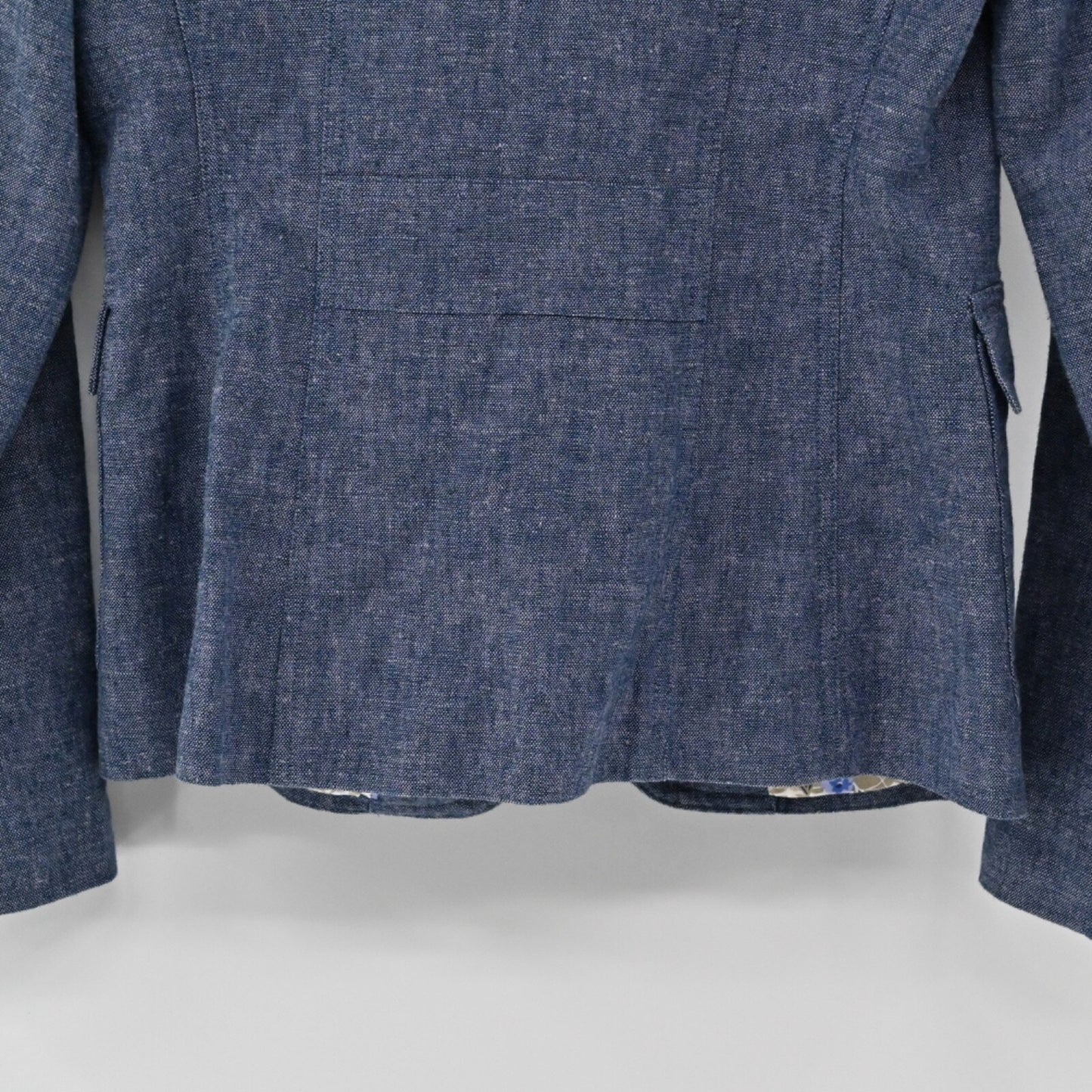 BANANA REPUBLIC Womens Military Jacket Size 4 Blue Preppy Linen Utility Button