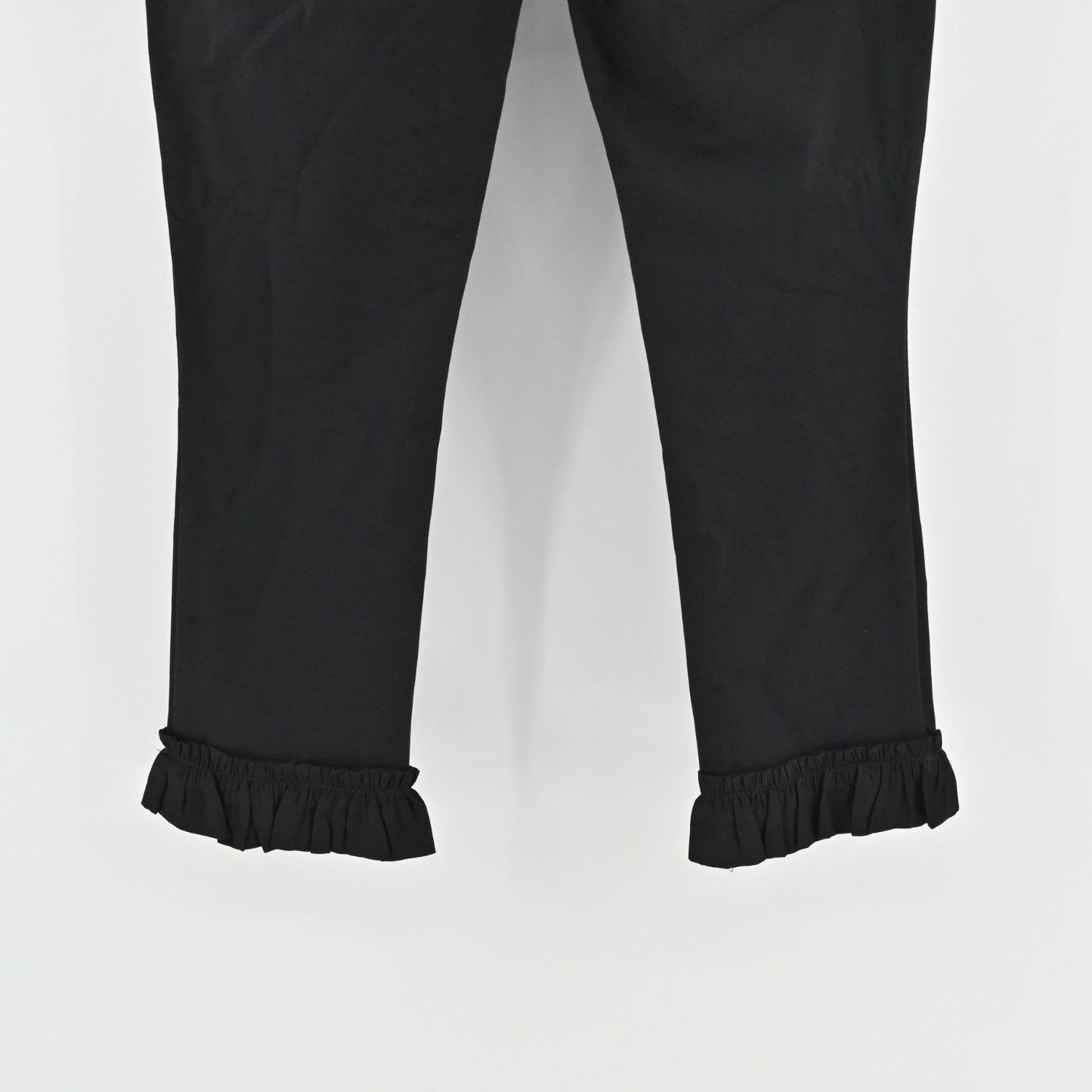 Anthropologie Cartonnier Womens Black Pants Size 2 Ruffle Hem Cropped Capri