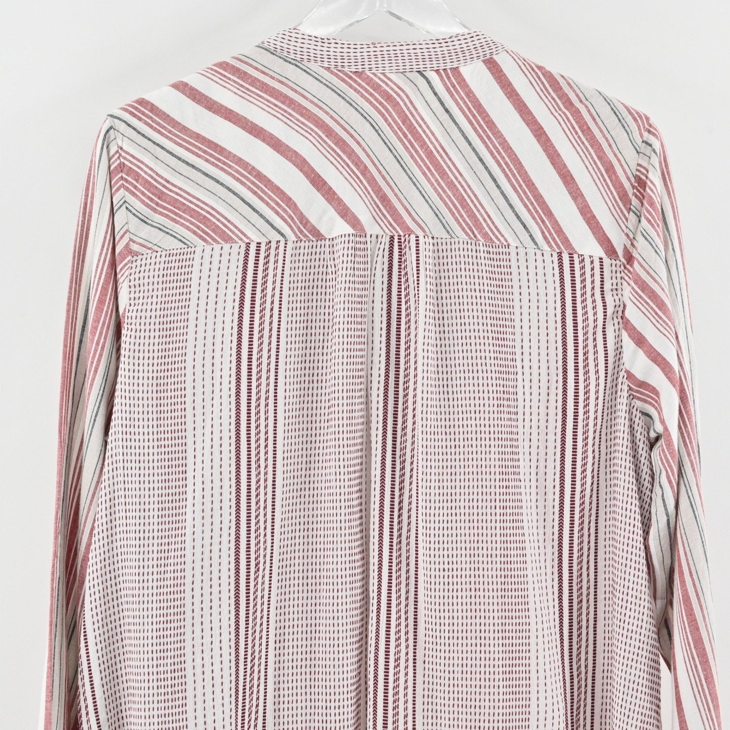 Soft Surroundings Womens Repose Berry Stripe Beaded Tunic Sz XL Boho Button Top