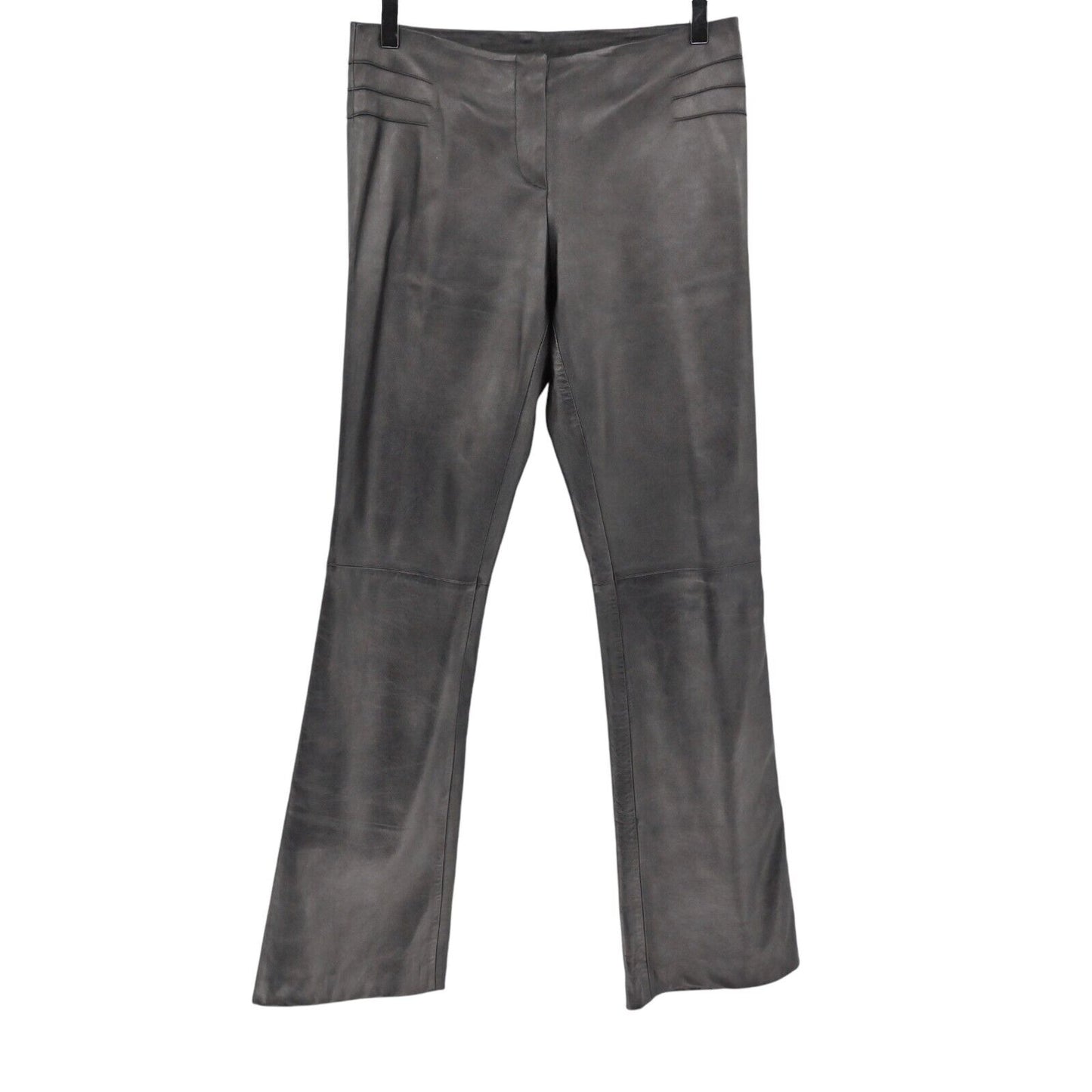 Vtg CACHE Pants Womens Size 4 Gray 100% Lamb Leather Mid Rise Bootcut Retro 00s