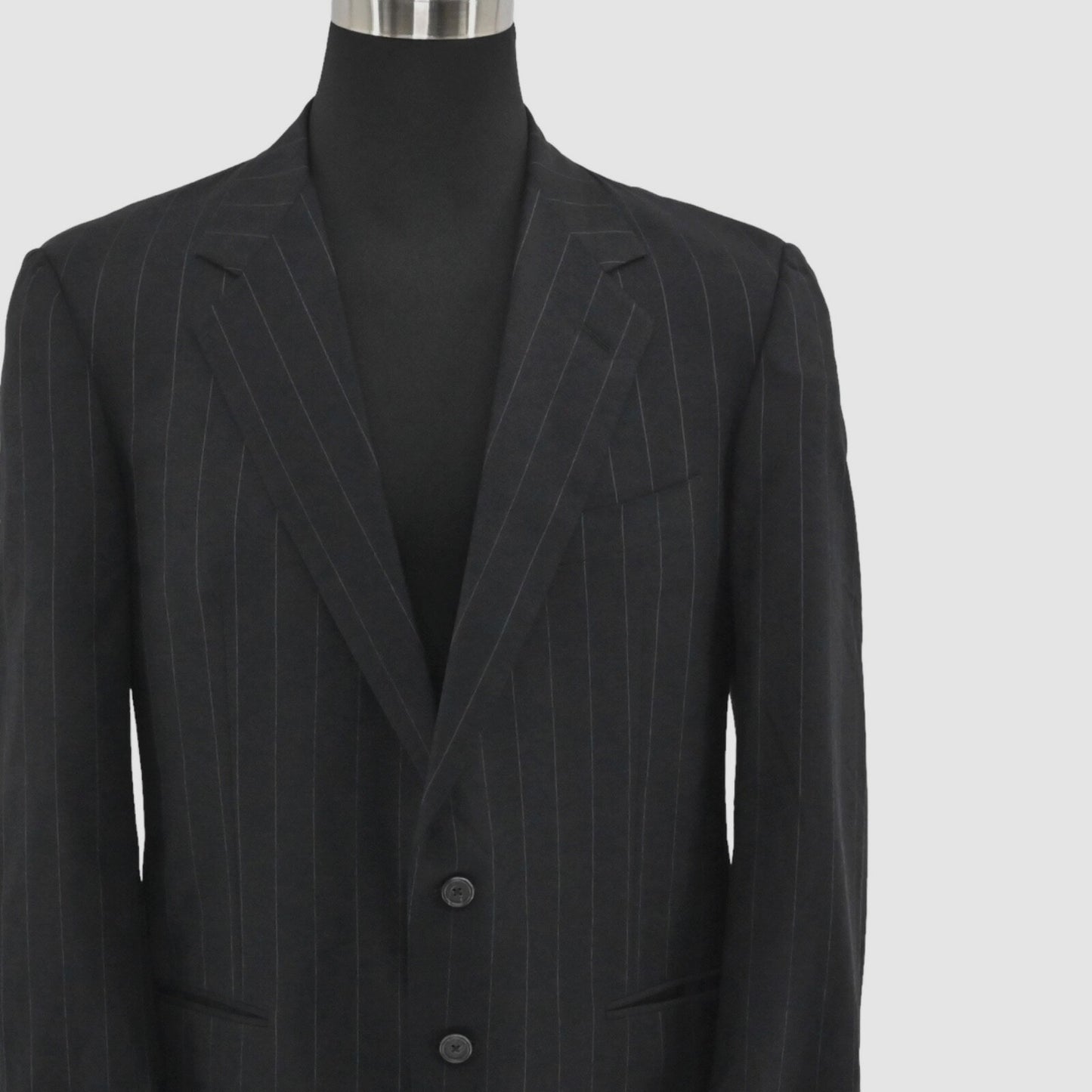 Vtg ERMENEGILDO ZEGNA Mens Pinstripe Blazer Size 46 Black Fine Worsted Wool 90s