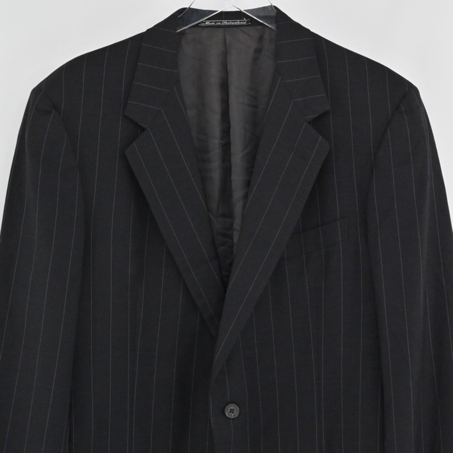 Vtg ERMENEGILDO ZEGNA Mens Pinstripe Blazer Size 46 Black Fine Worsted Wool 90s