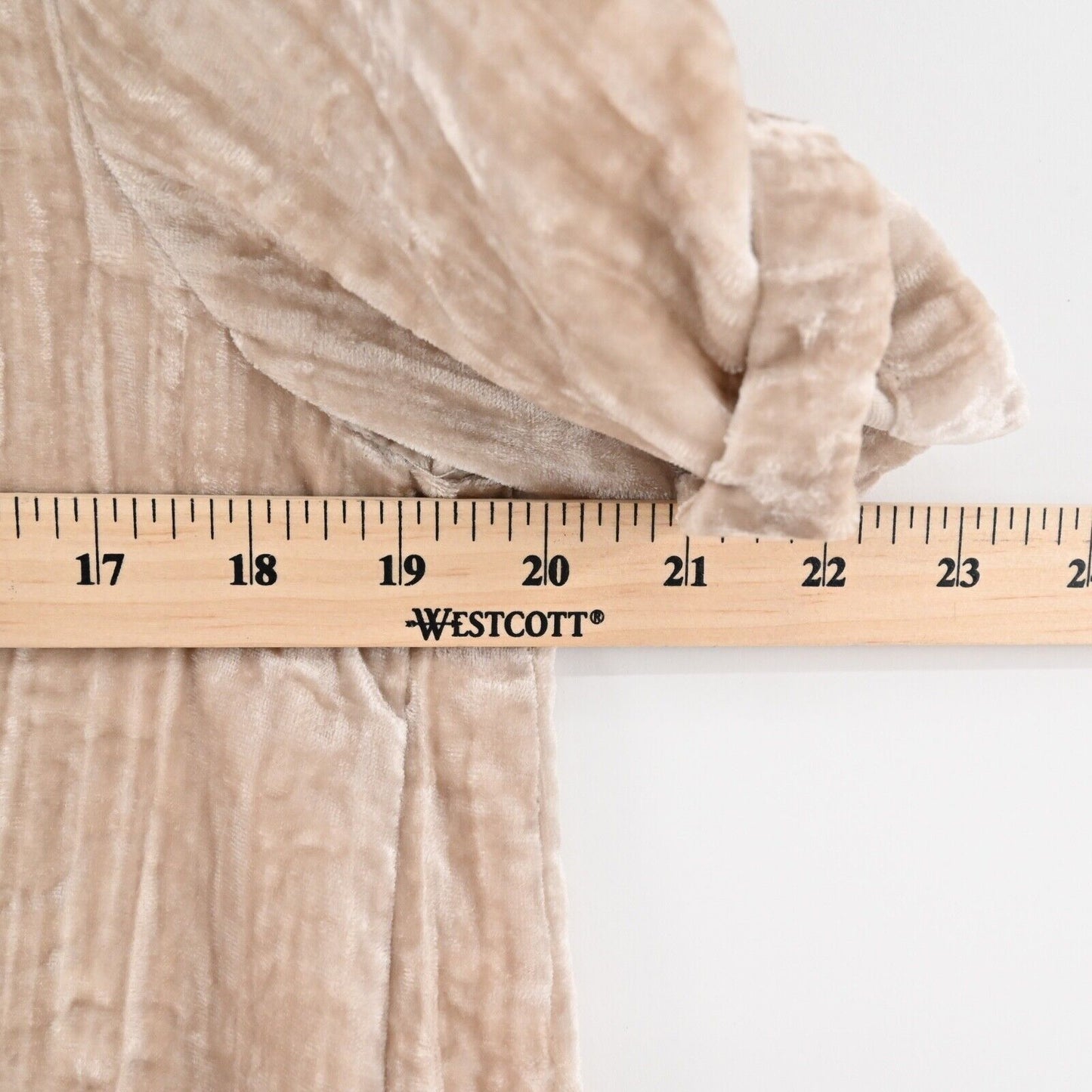 ANTHROPOLOGIE Dress Sz S Beige Crushed Velvet Short Sleeve Pocket Shift FLOREAT