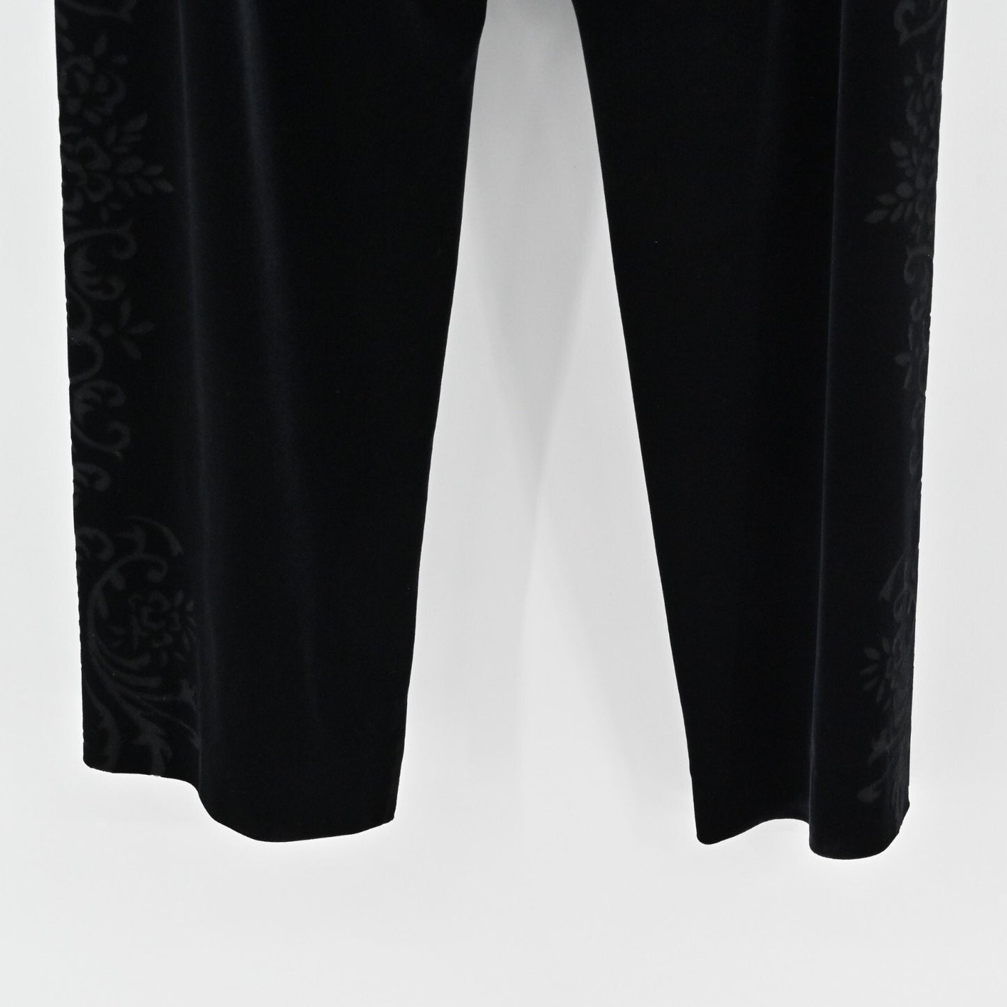 ST JOHN Pants Womens Sz S Sport Pull On Black Wide Leg Velvet Burnout Side Print