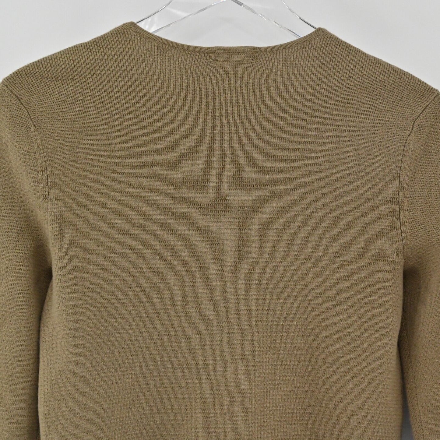 ANN TAYLOR Cardigan Womens Size XS Brown Military Full Zip Cotton Wool Retro Y2K