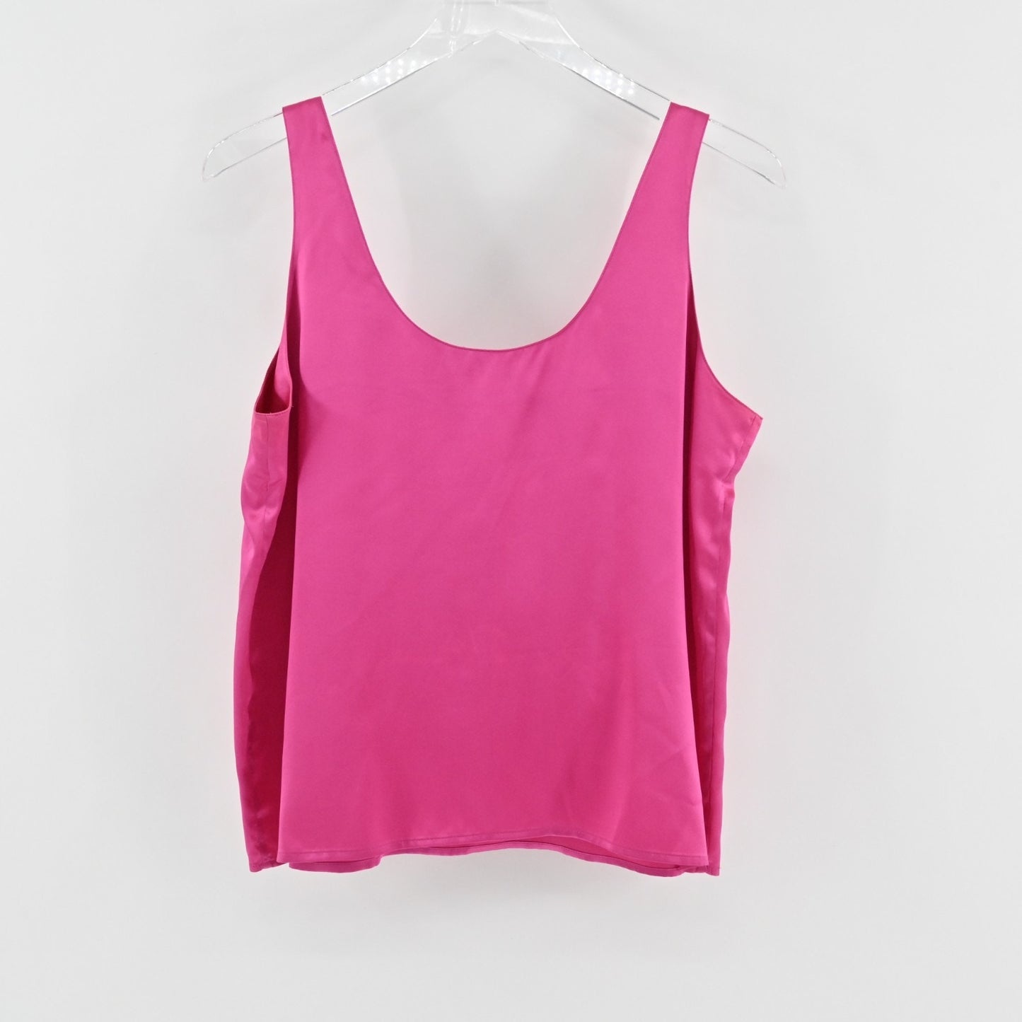 Vintage Oleg Cassini Womens Pink Silk Tank Top Size 12 Satin Scoop Neck Blouse
