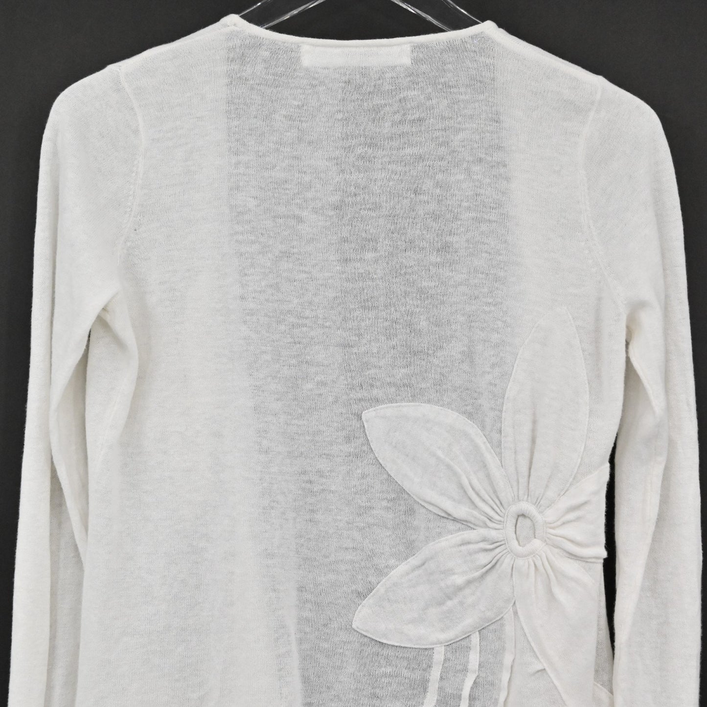 Anthropologie Sparrow Cardigan Sweater Womens Size S Linen Cotton White Flower