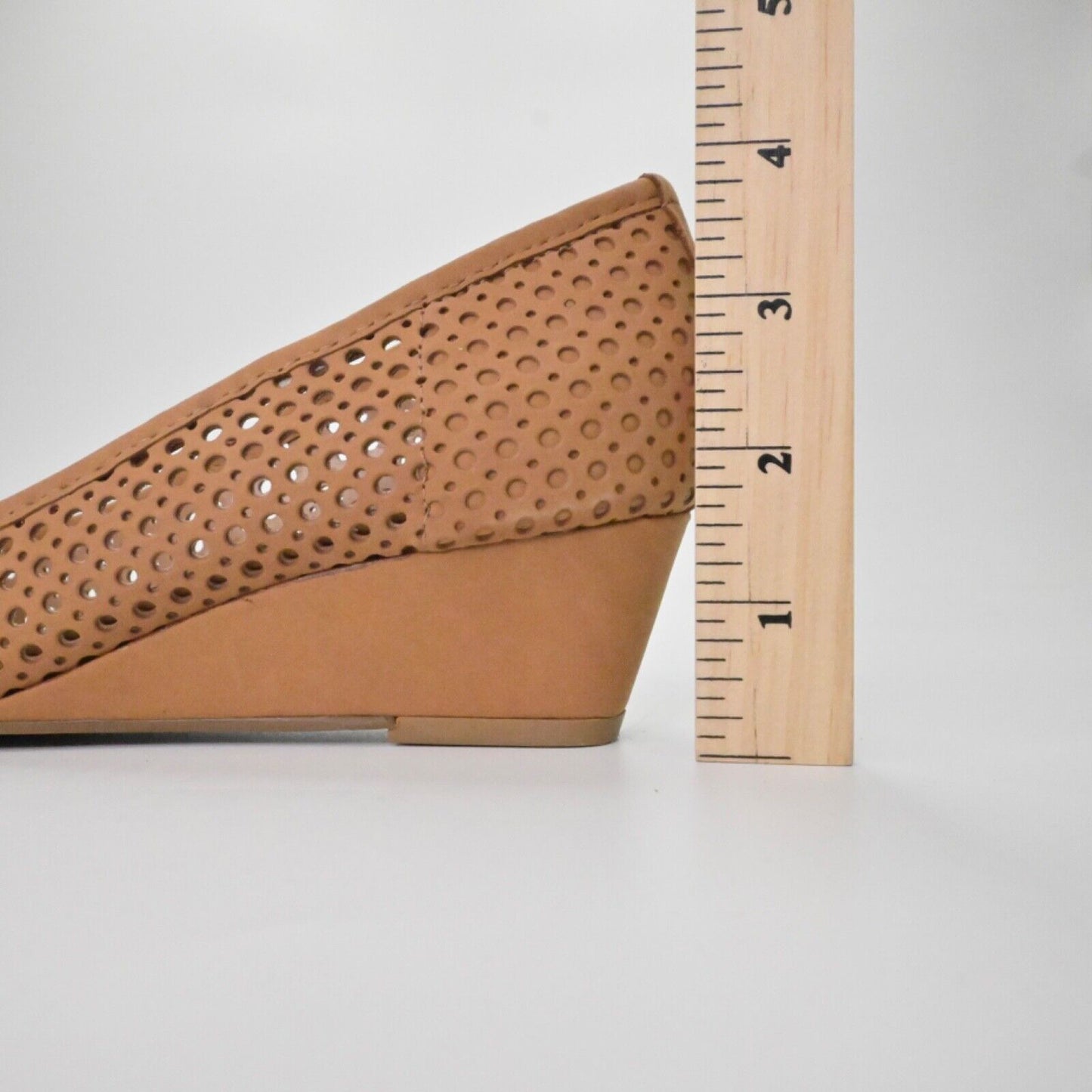 FRENCH SOLE Pumps Womens Size 6 Brown Perforated Nubuck Peep Toe Necessary Wedge
