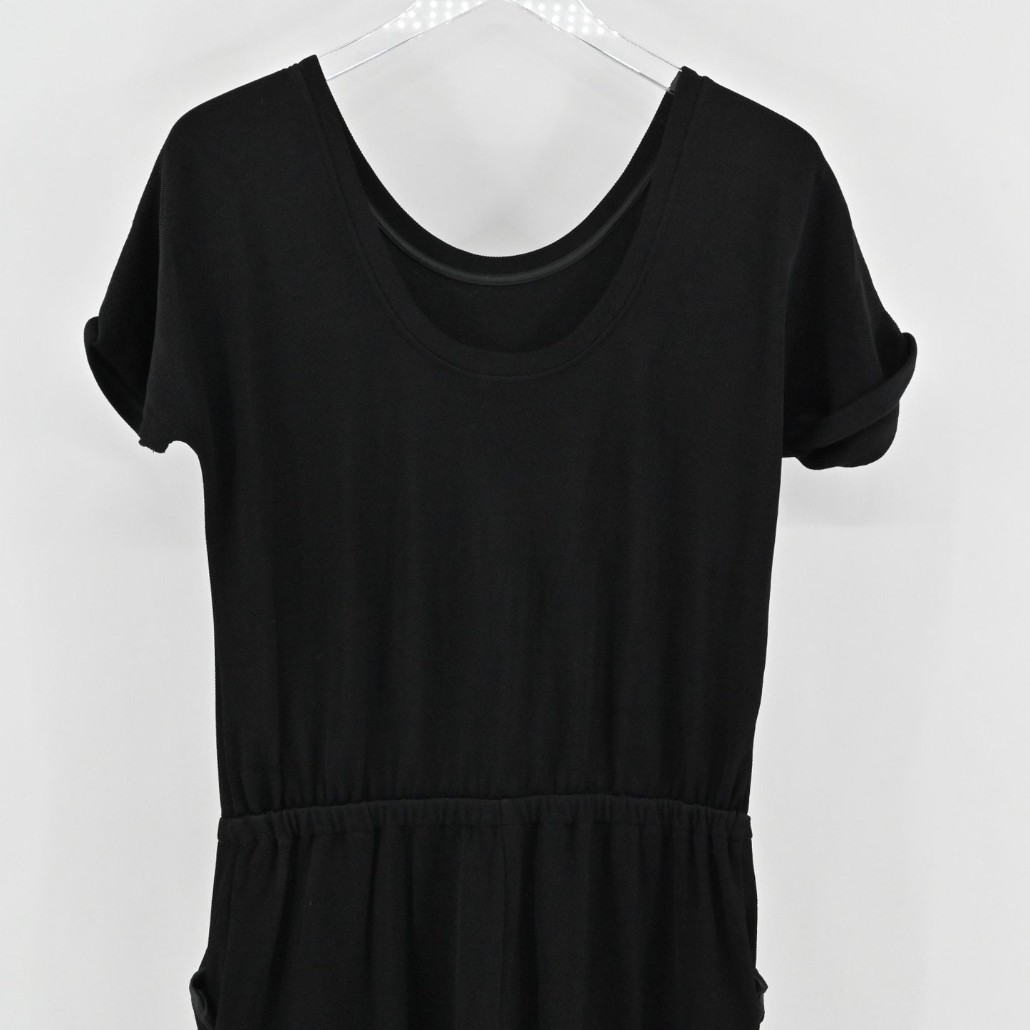Theory Womens Black Sorgia Double Pique Jumpsuit Size S Cropped Short Sleeve