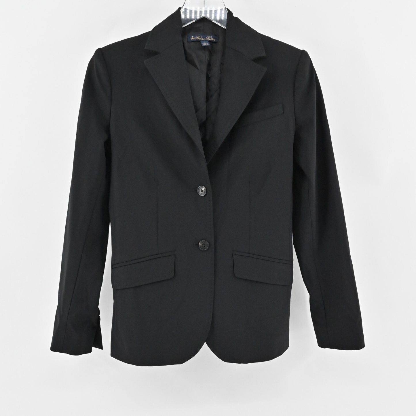BROOKS BROTHERS Blazer Womens Size 4 Black Wool Blend Single Breasted Jacket