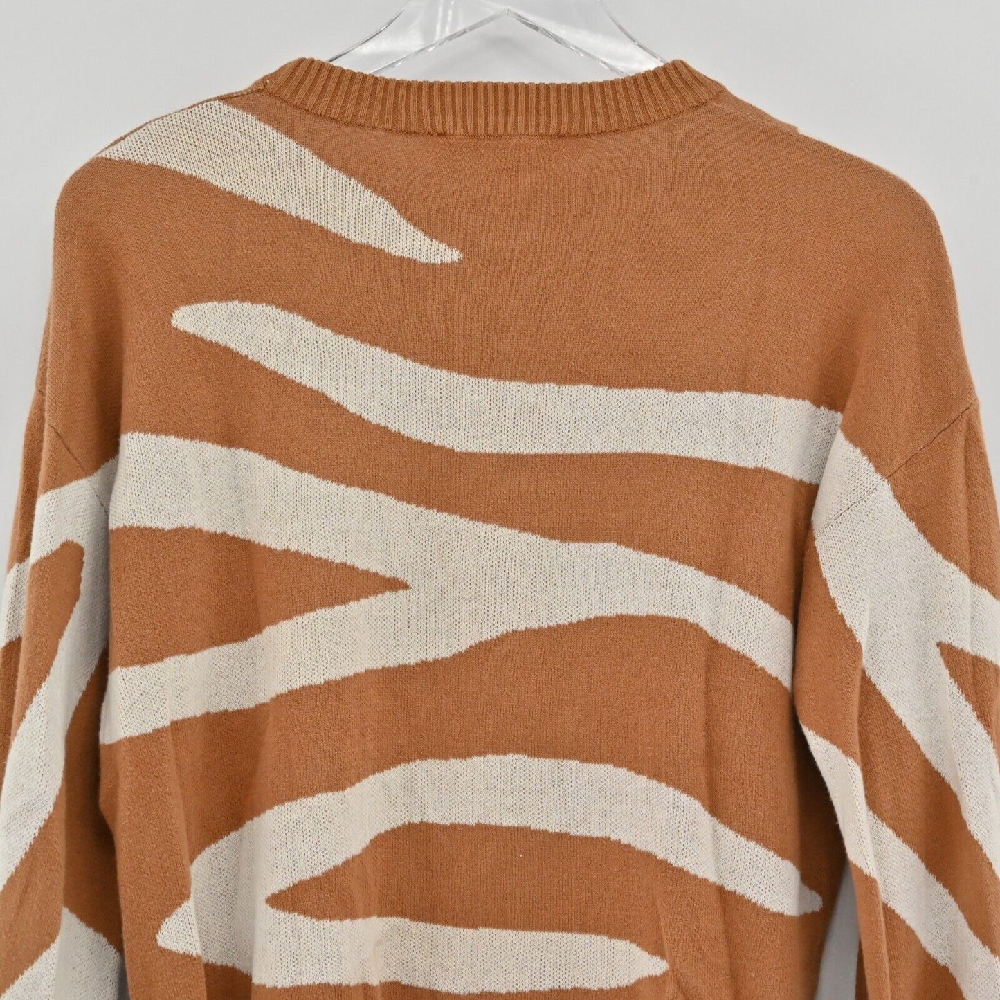 AMOUR VERT Sweater Womens Size S Zebra Print Adelola Crewneck Long Sleeve Knit