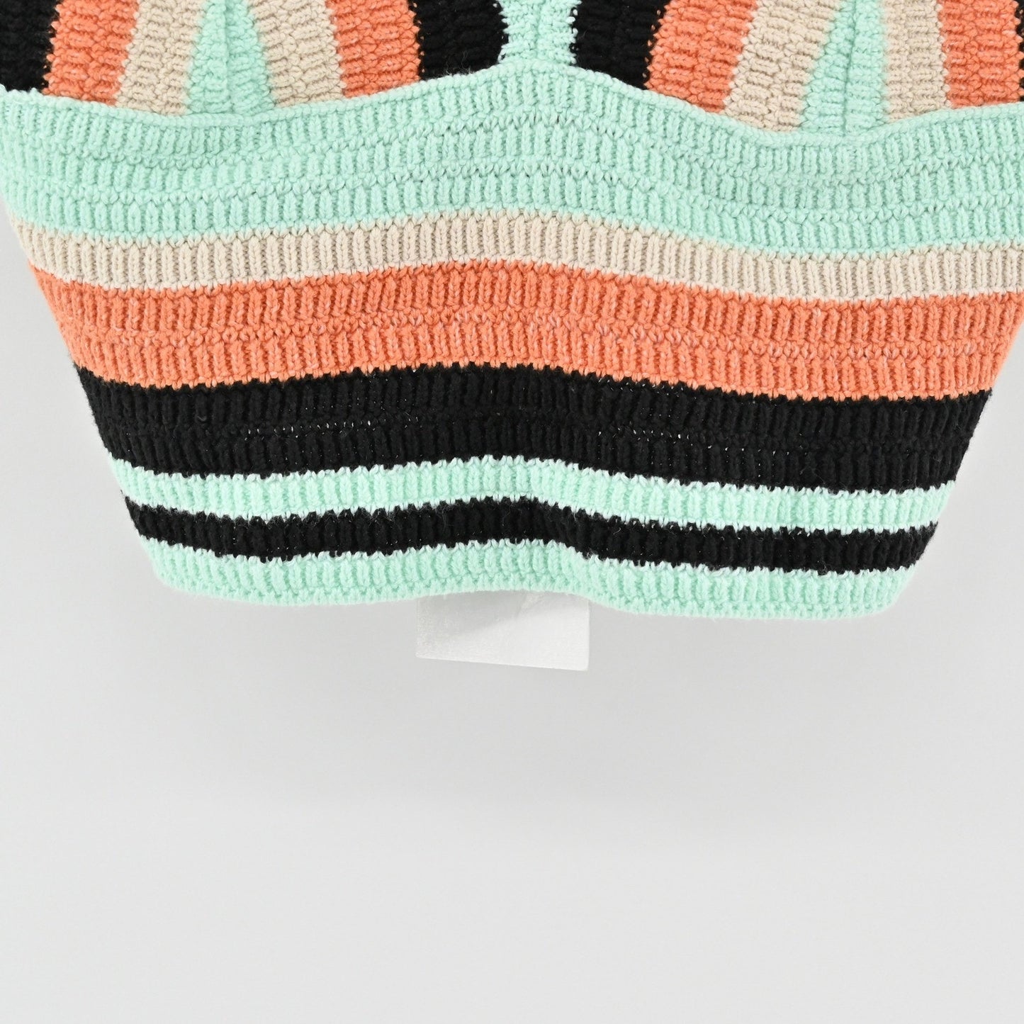 Zara Crochet Knit Crop Top Striped V Neck Sleeveless Summer Casual Boho