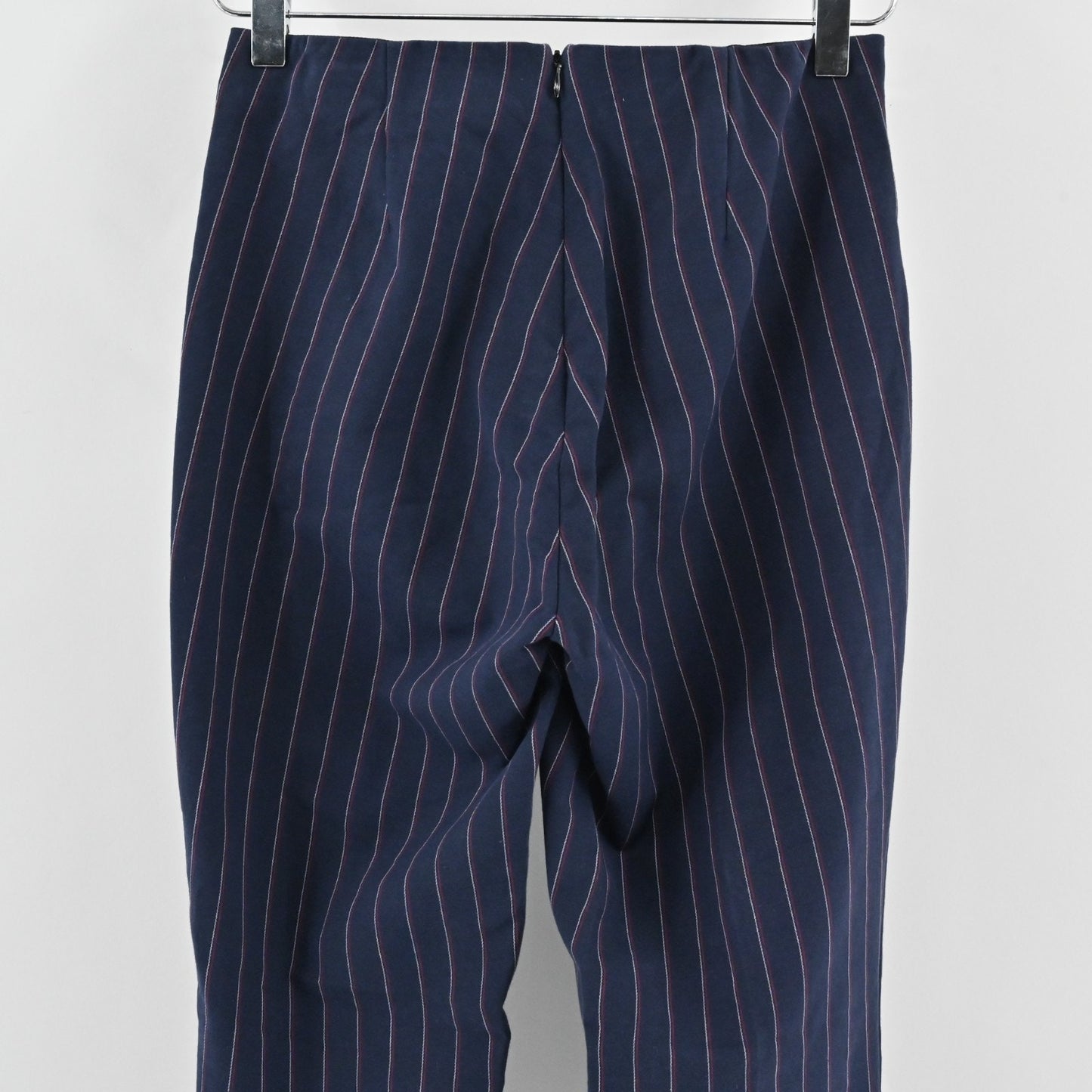 Rag Bone Womens Simone Red Navy Pinstripe Pants Size 2 Skinny Leg Side Snap