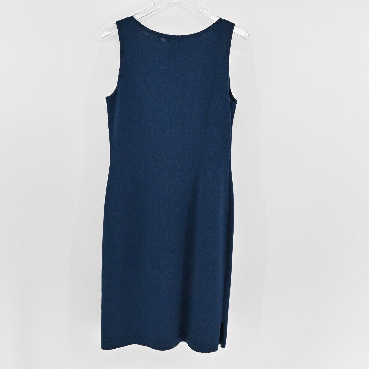 ST JOHN Dress Sz 8 Santana Knit Navy Sleeveless Wool Scoop Neck Corpcore Office