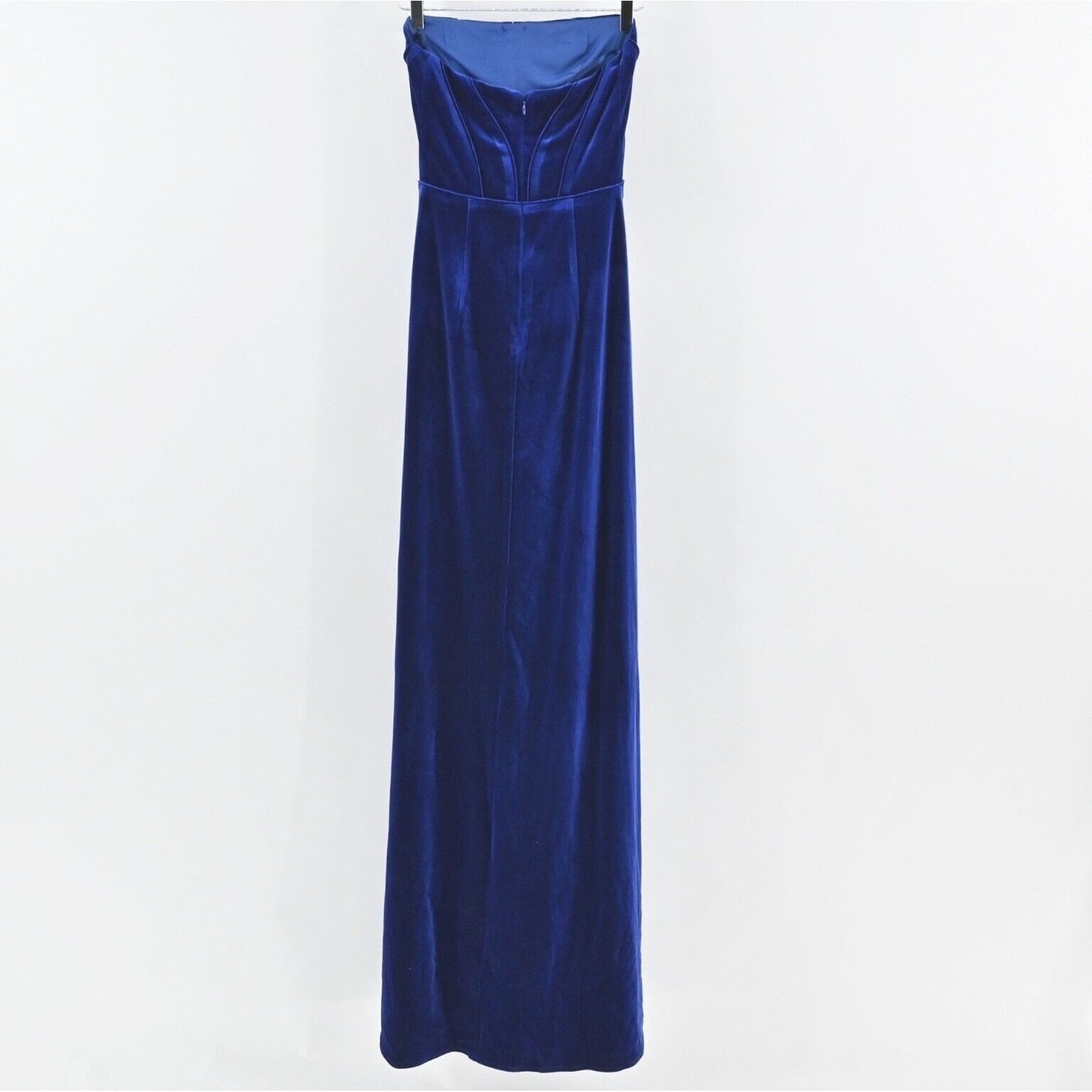 ABYSS by ABBY Velvet Blue Corset Dress Size S HOCO Strapless High Slit Maxi Gown